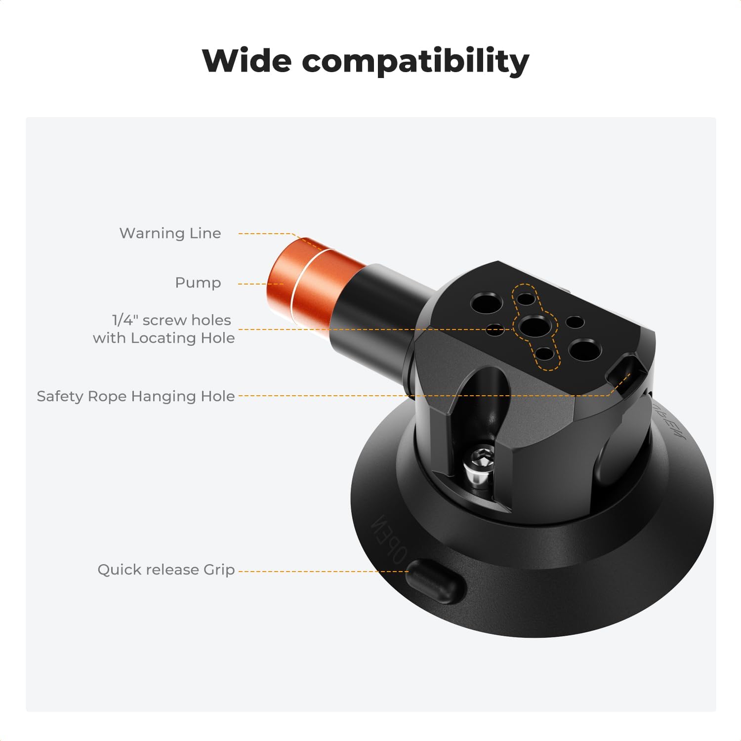Detalle 2 de K&F CONCEPT 3" Supporto a ventosa per action cam e smartphone