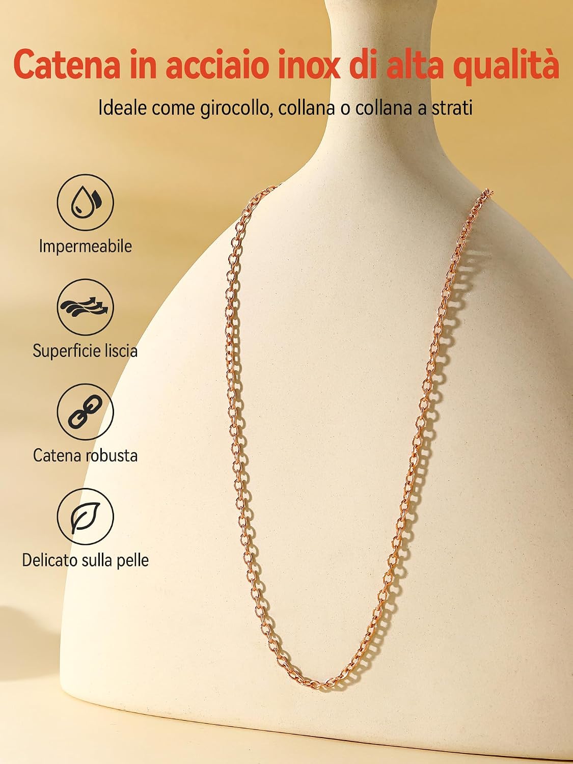 Detalle 1 de FaithHeart Collana 1.4/2 mm Argento Oro 40–60 cm