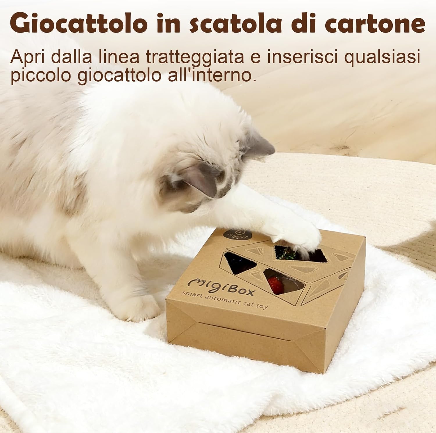 Detalle de Migipaws Giocattolo per gatti: giocattolo interattivo automatico con 7 fori a forma di topolino