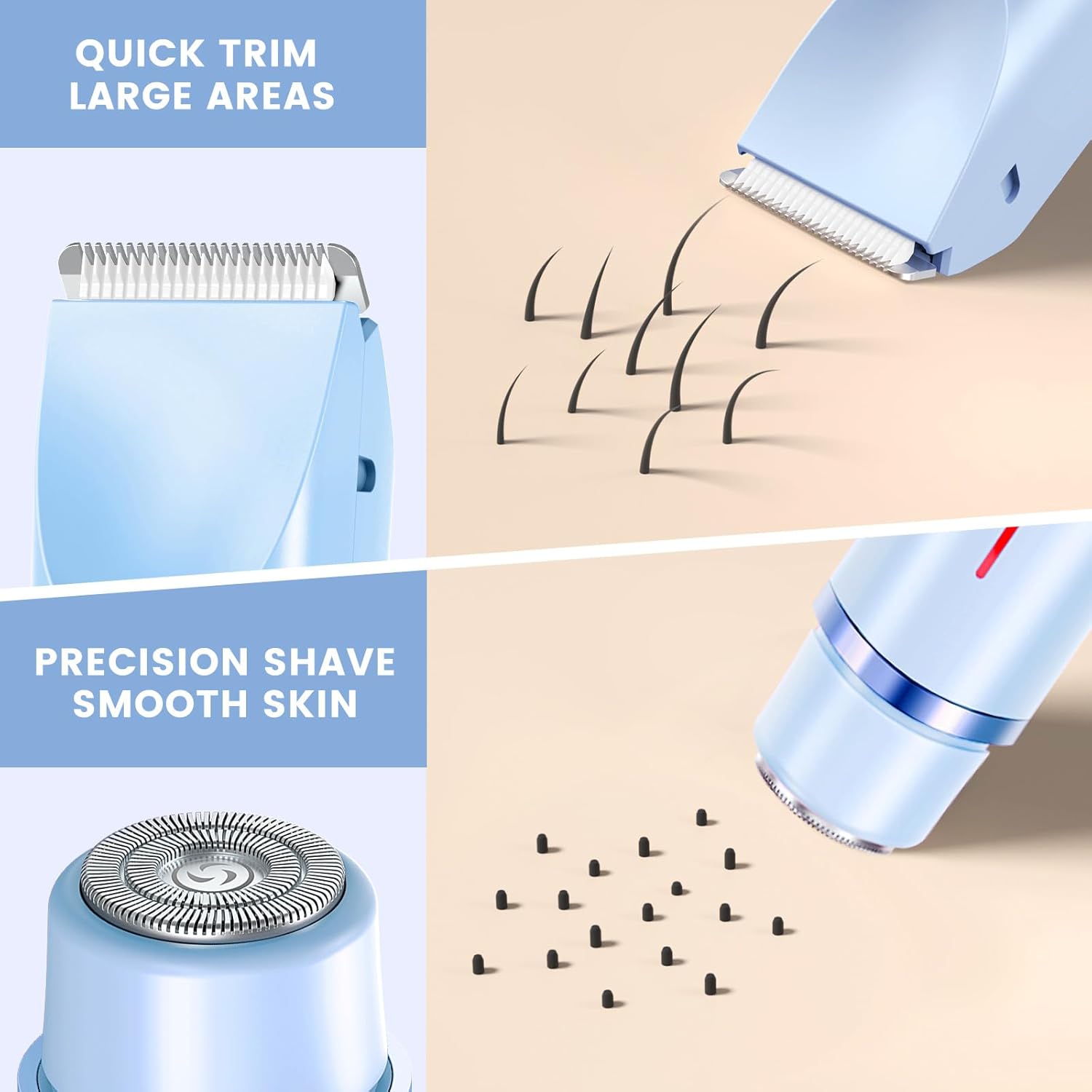 Thumbnail 2 de Brigin Damen-Rasierer 2-in-1 mit Doppelkopf, USB‑C-Laden und wasserdichtem Trimmerkopf (blau)