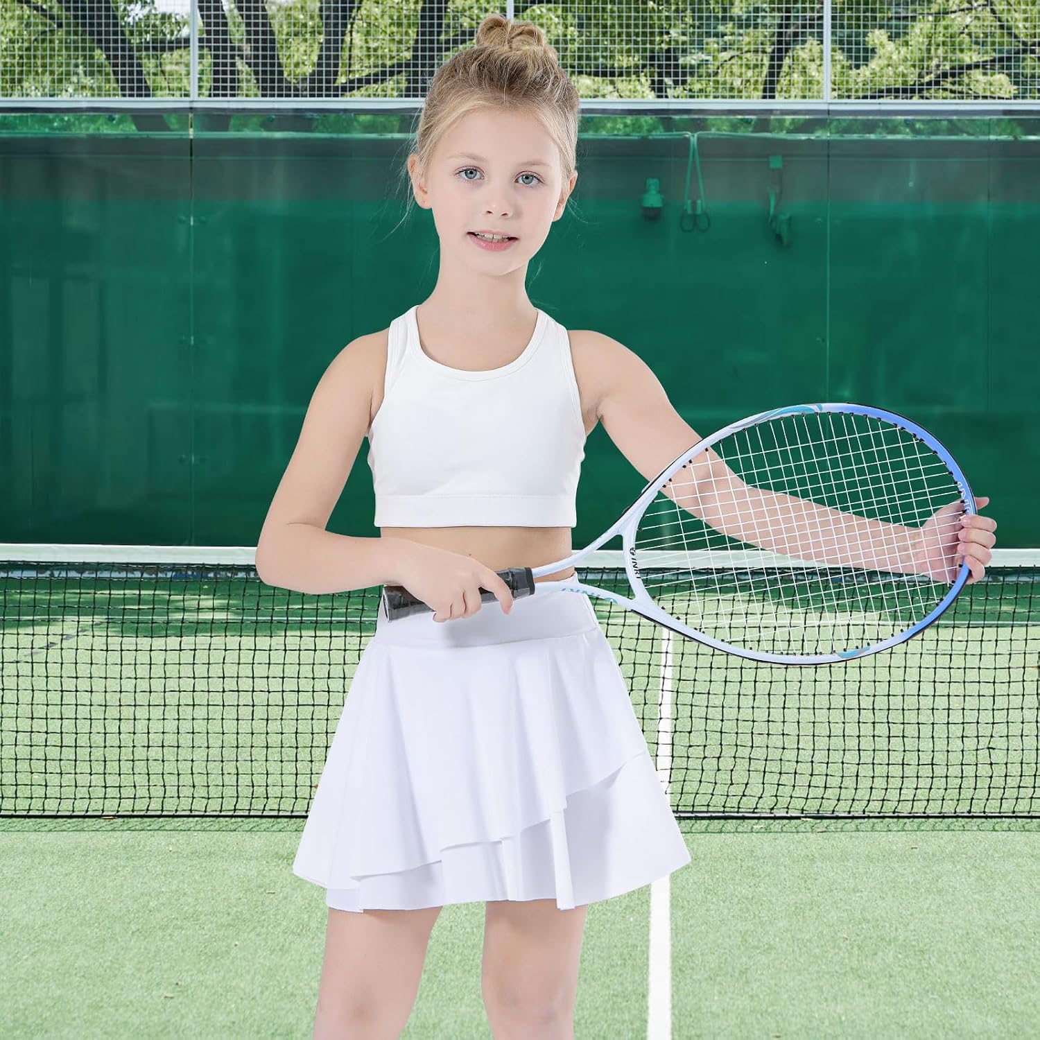 Detalle 2 de Bezioner Girls Pleated Tennis Skirt with Built-in Shorts (High Waist) – Pleated Golf/School Skort