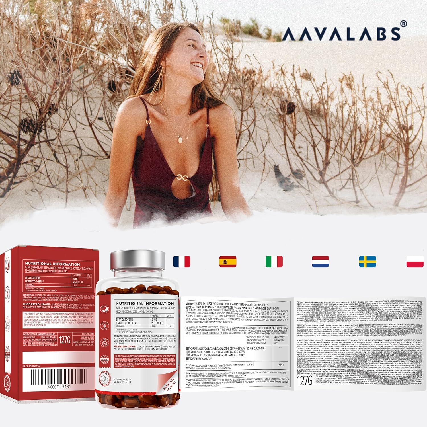 Thumbnail 6 de Beta Carotin Kapseln hochdosiert für die Bräune – 25.000 IE Vitamin A (180 Softgel-Kapseln) mit Lyc-O-Beta & Olivenöl