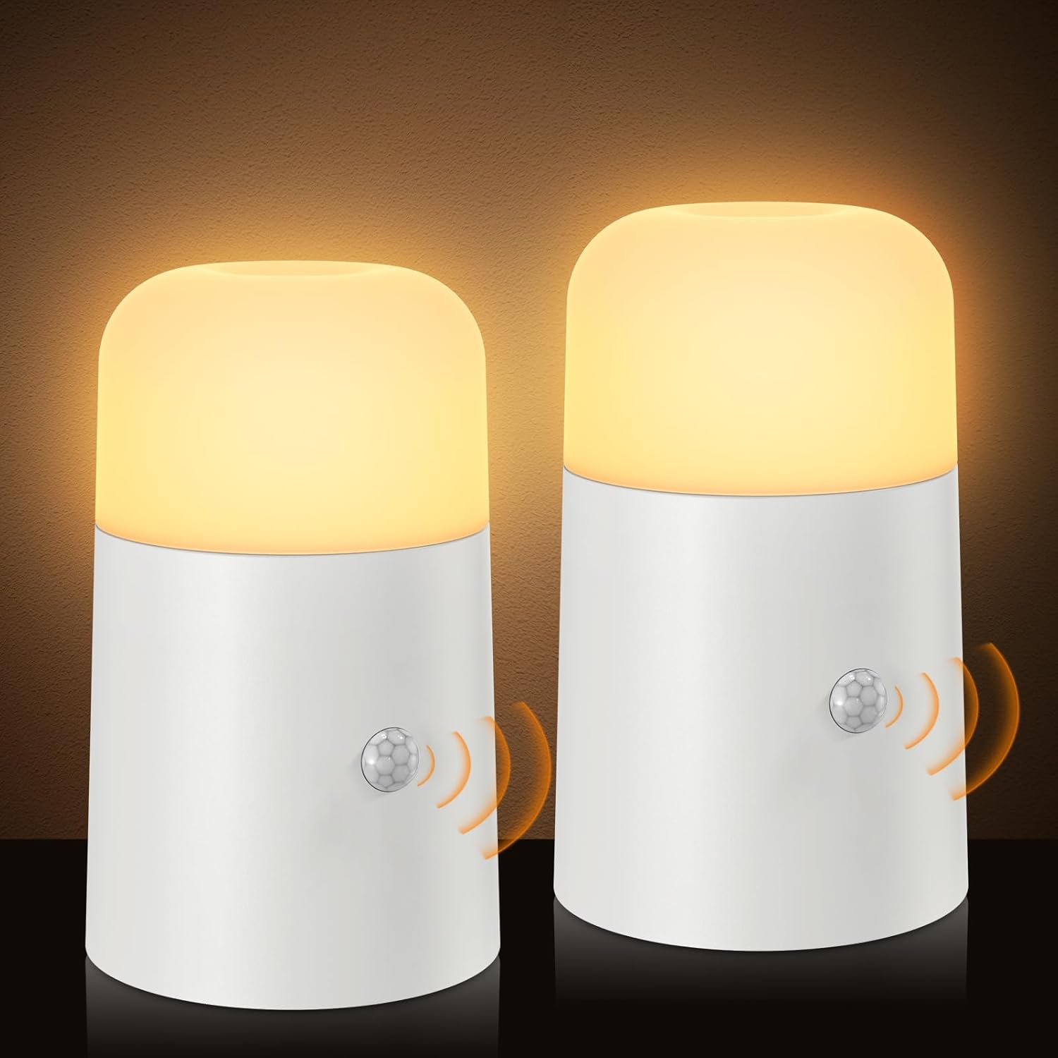 Detalle de WARMTUYO Nachtlicht mit Bewegungsmelder – 2er-Set, batteriebetrieben, Warmweiß