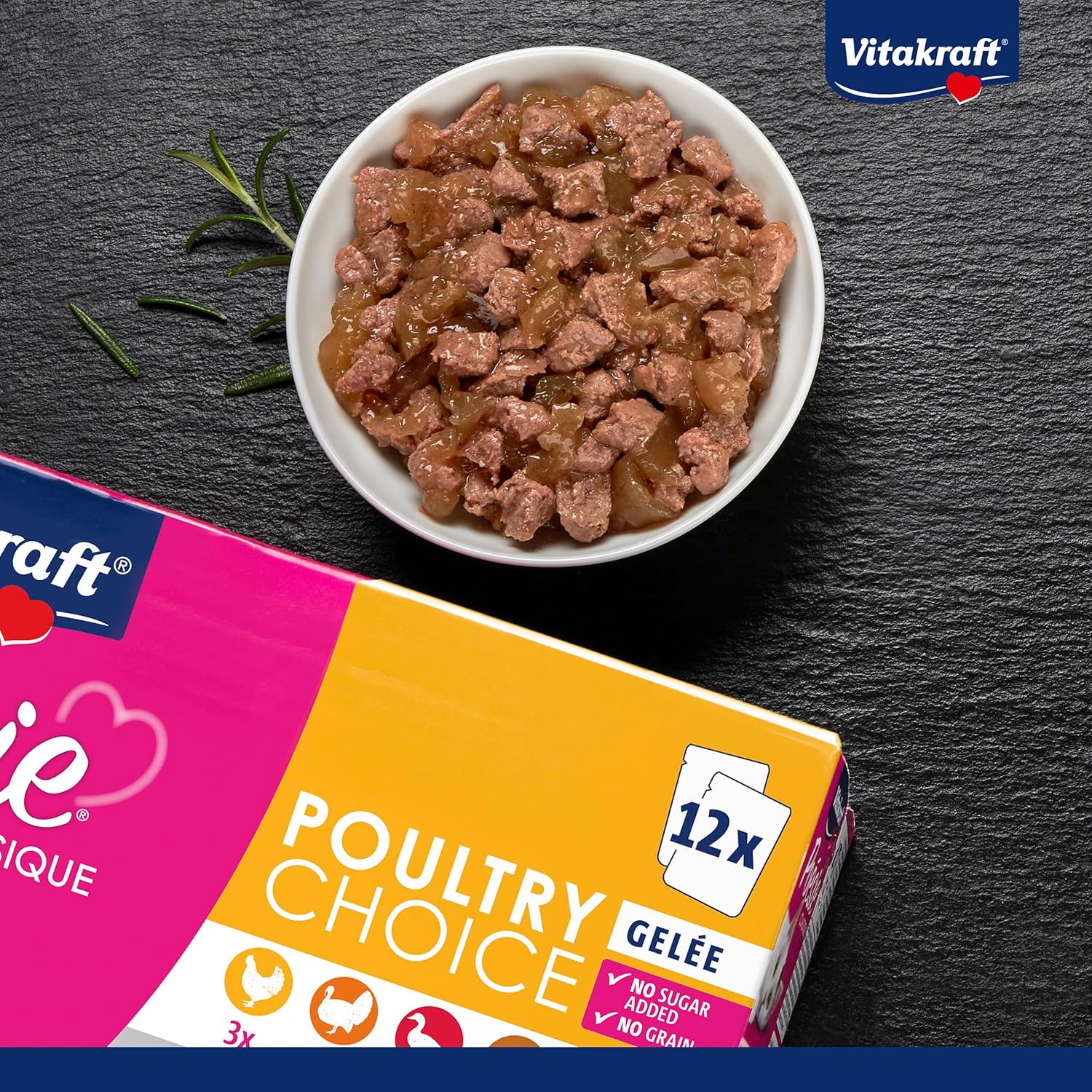 Thumbnail 1 de Vitakraft Poésie Classique Nassfutter für Katzen – Gelee-Varianten mit Huhn, Pute, Geflügel und Ente (5 Pakete à 12x85 g)