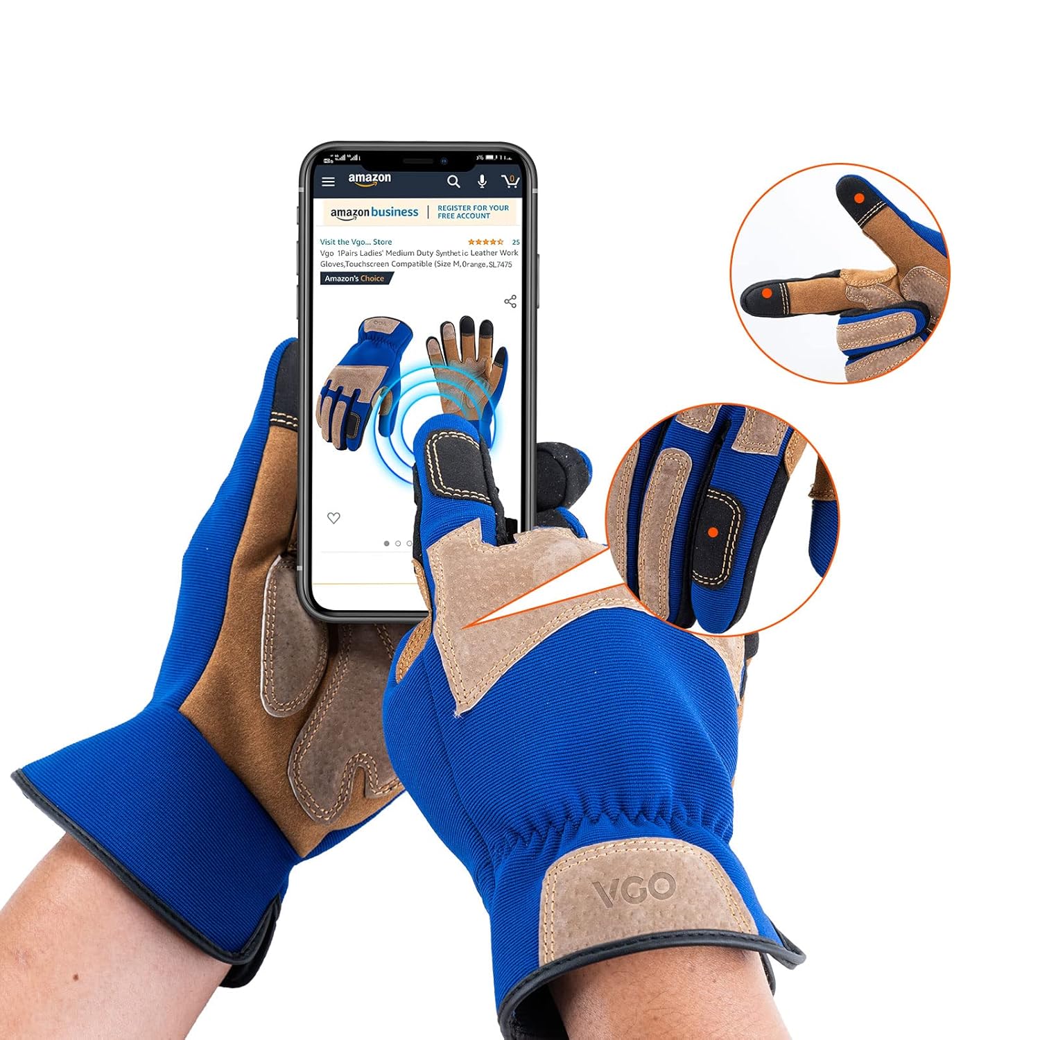 Thumbnail 5 de Vgo... Thornproof touchscreen gardening gloves with pig leather palm padding for work & outdoor use