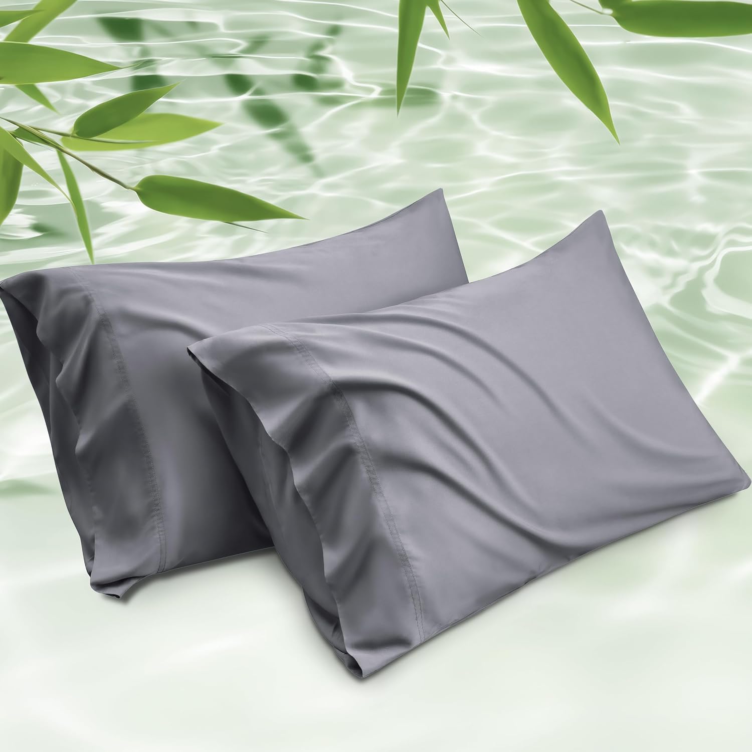 Bedsure King Pillowcase Set of 2, Bamboo-Derived Rayon, Envelope Closure