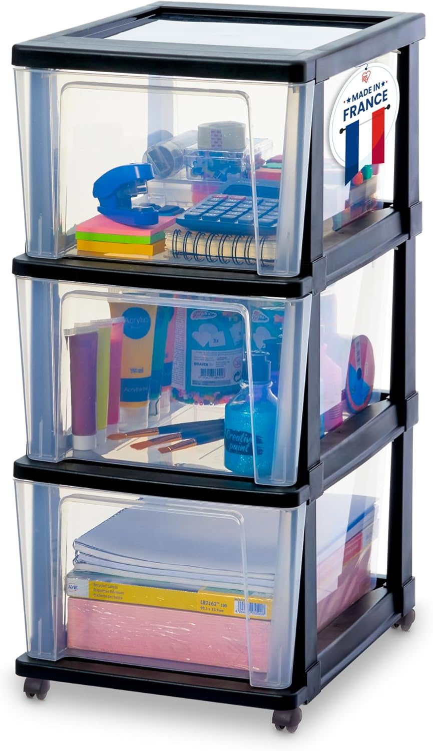 Detalle de Iris Ohyama Cassettiera in Plastica con ruote DC-360, 6 Cassetti piccoli Grigio