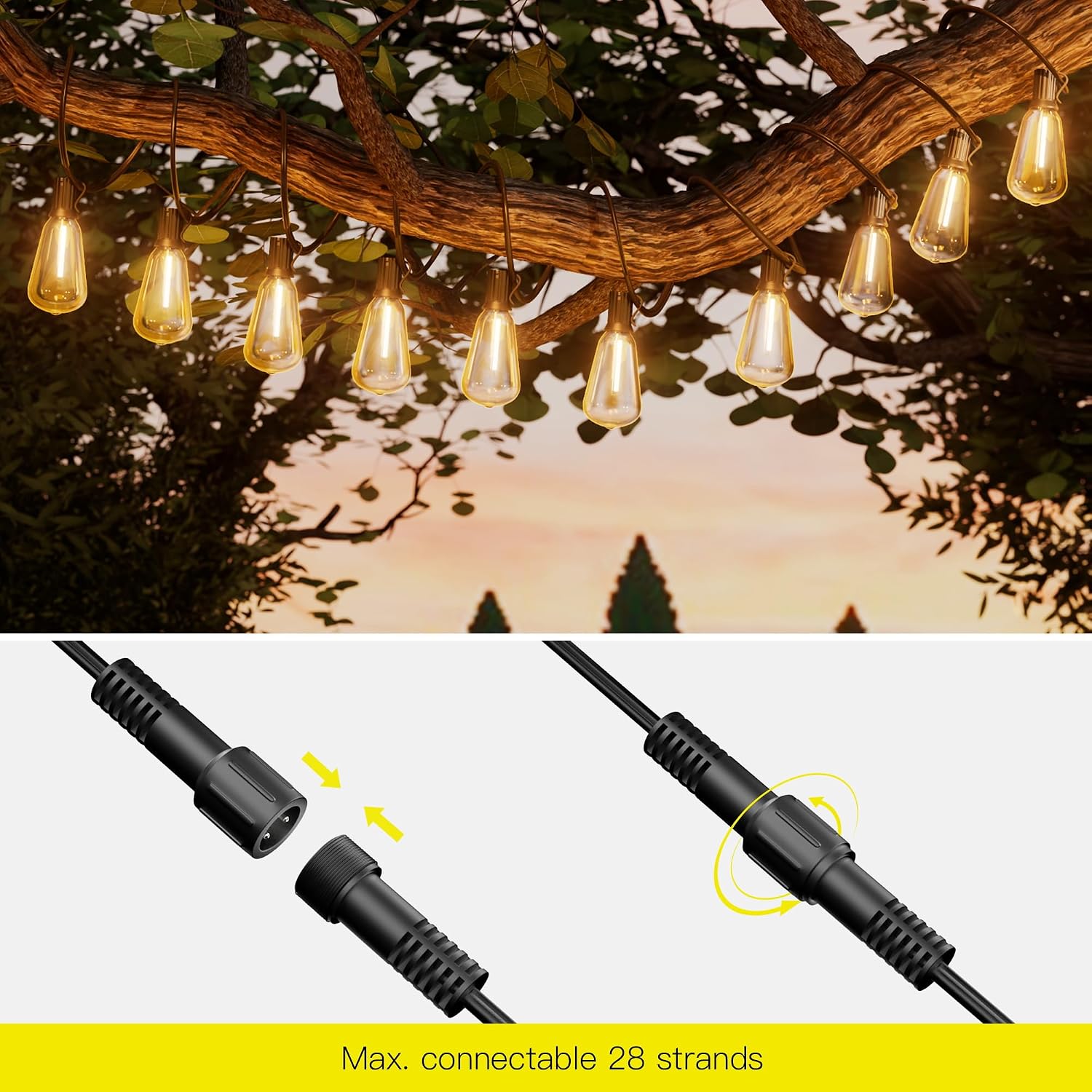 Detalle 1 de Torkase GLS-20J2P – zewnętrzny łańcuch LED 18 m, 30+2 żarówki ST38