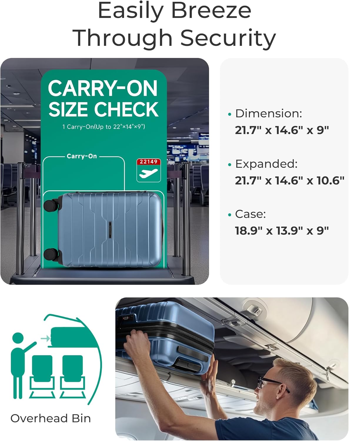 Thumbnail 3 de BAGSMART Carry-On Luggage 20" ⚙
