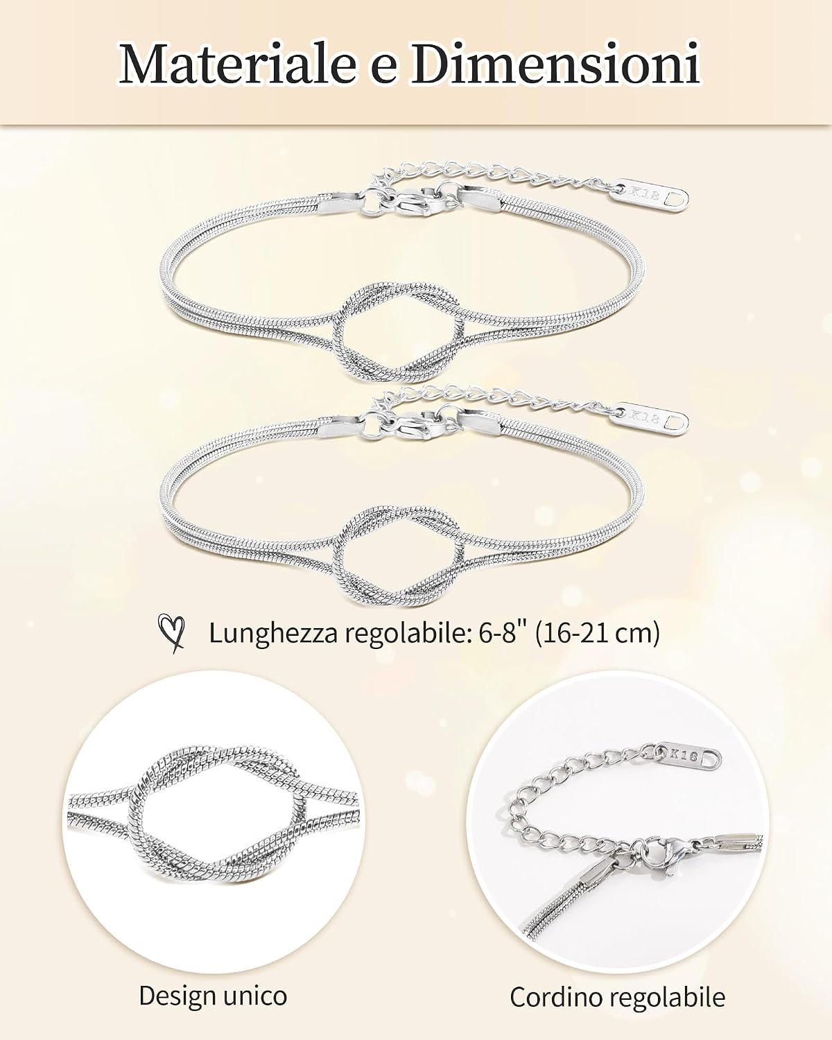 Detalle 2 de VGWON Bracciale Coppia 16–21 cm 💍