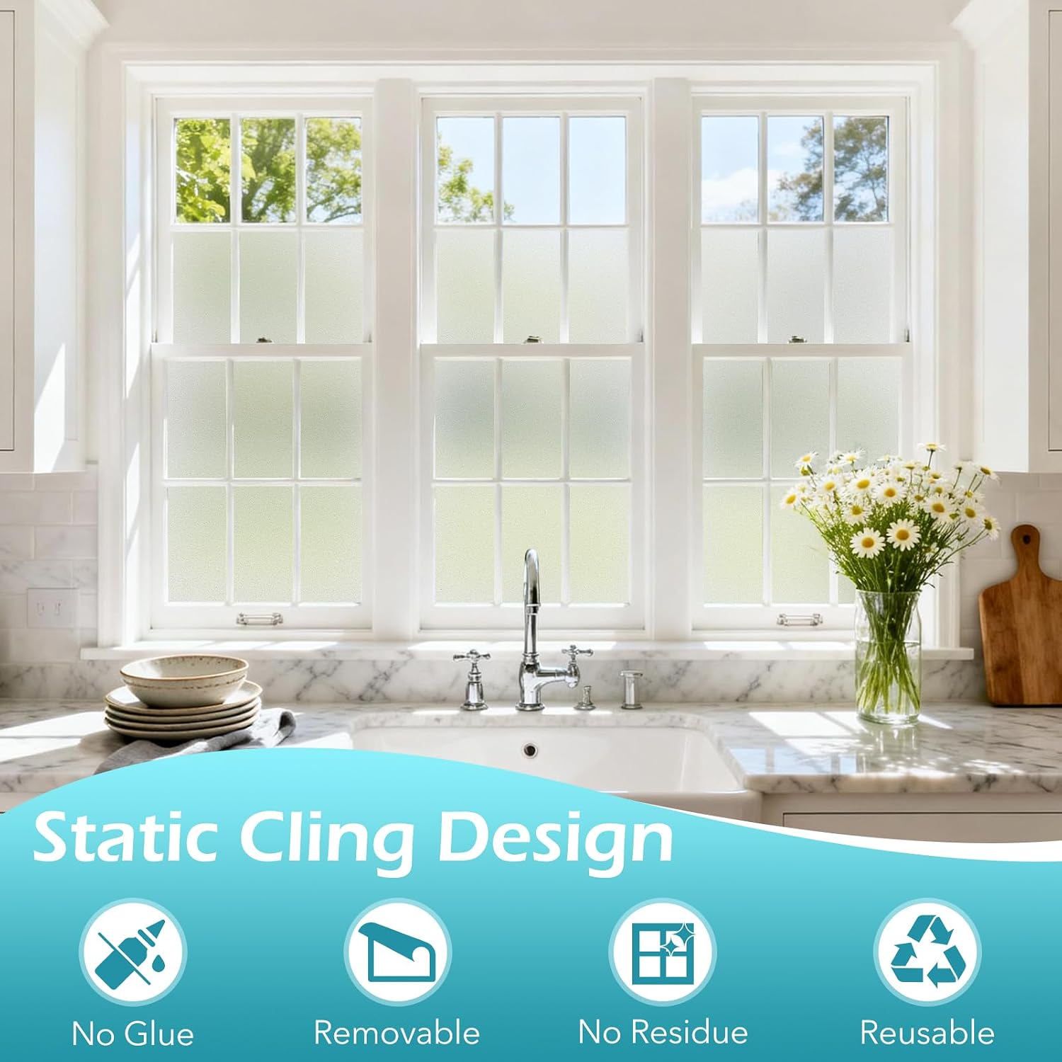 Thumbnail 3 de DOWELL Frosted Window Film Privacy with Tools, Matt 90x300cm