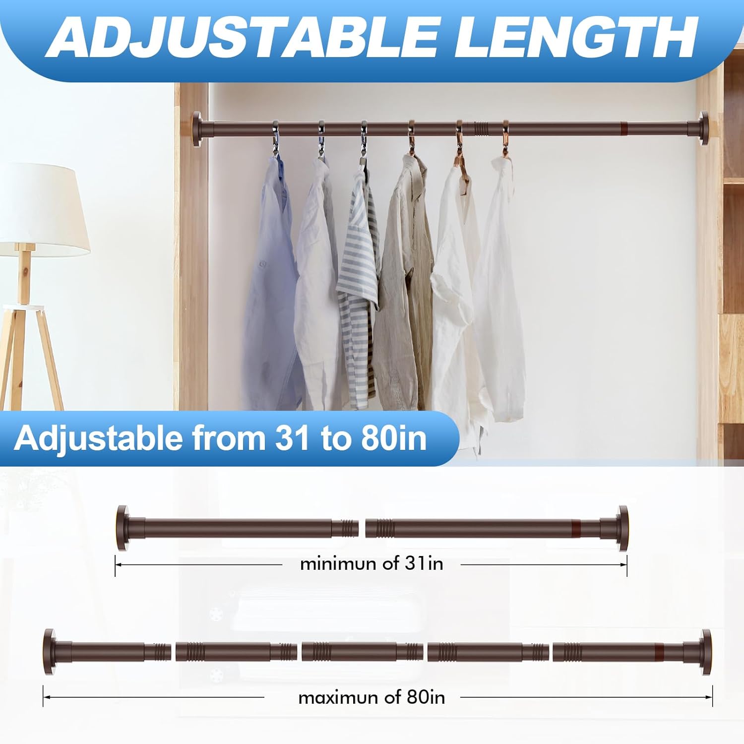 Thumbnail 3 de CorkLatta Bronze Shower Curtain Rod 31-80 Inch