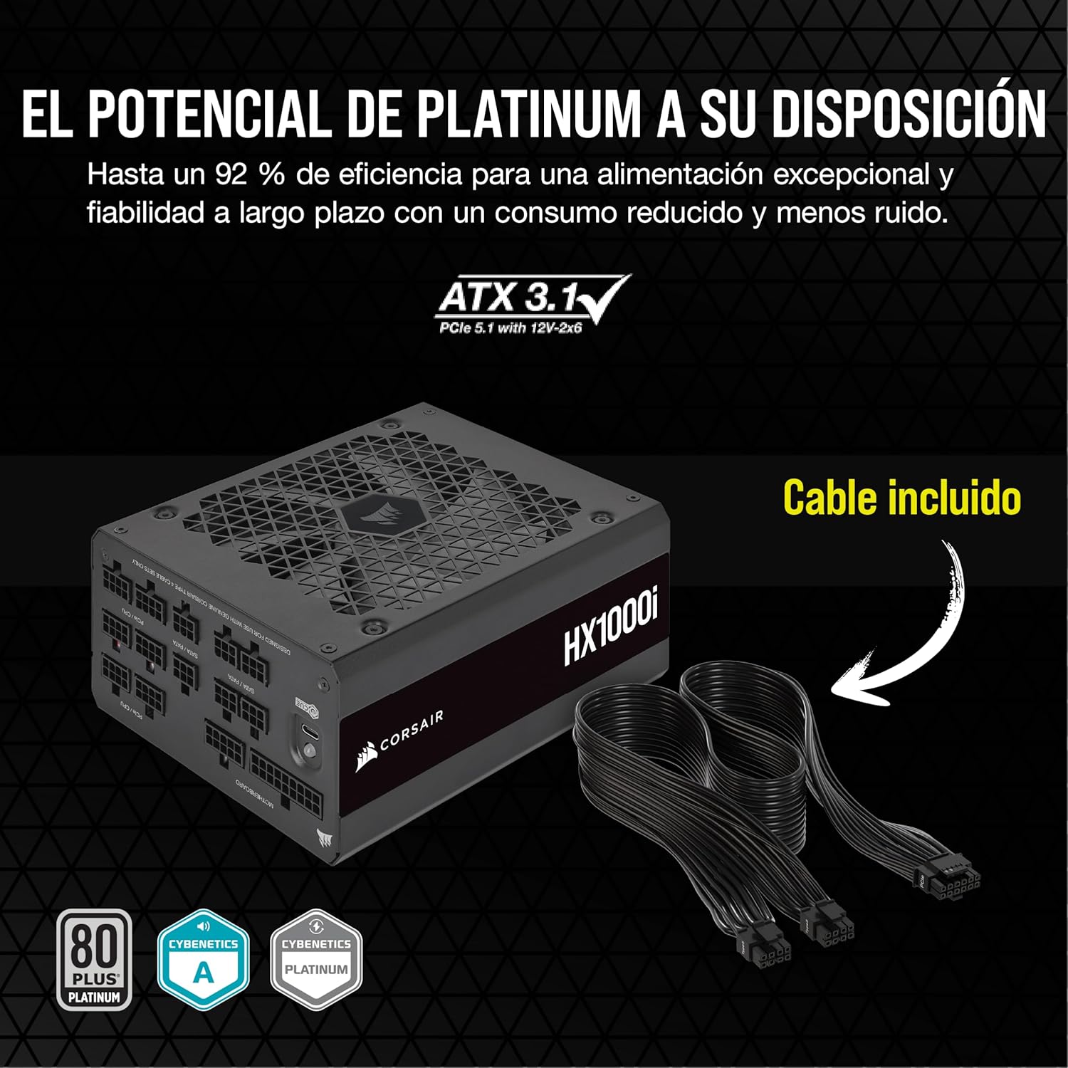 Detalle 2 de Corsair HX1000i fuente ATX 1000 W