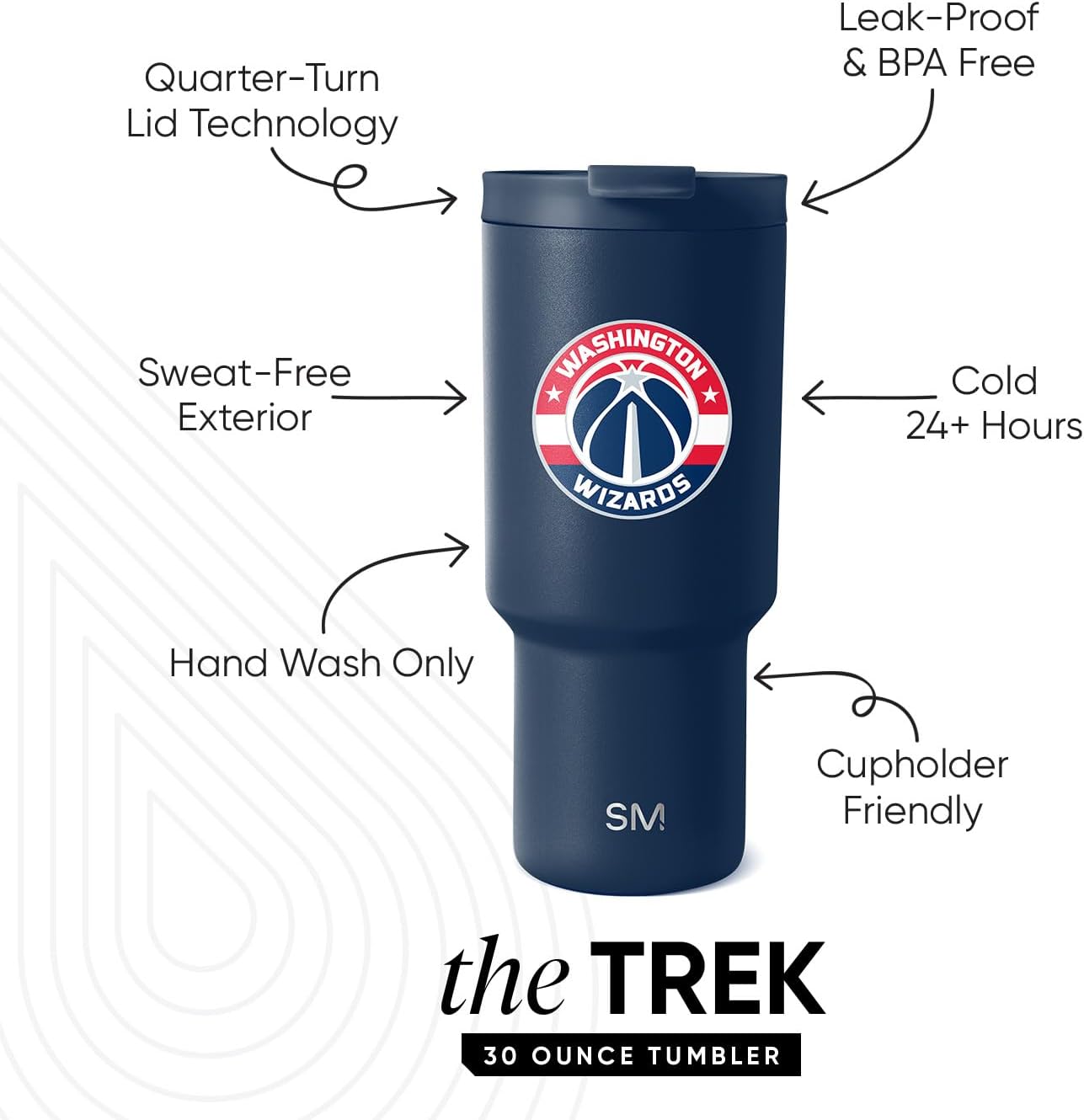 Detalle 2 de Simple Modern Officially Licensed NBA 30oz Tumbler (Flip Lid + Straws) — Trek Collection