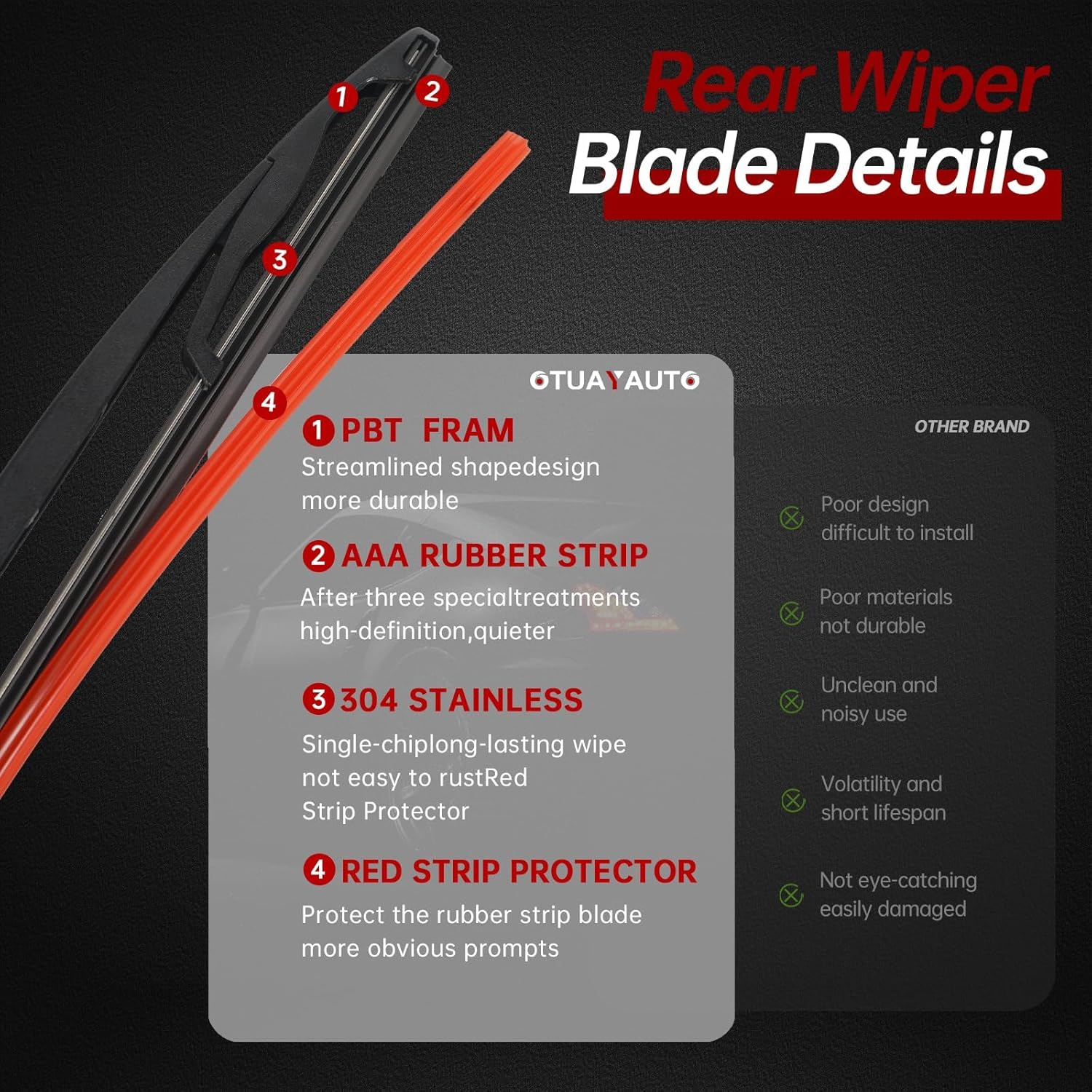 Thumbnail 4 de OTUAYAUTO Rear Wiper Arm Blade 12"