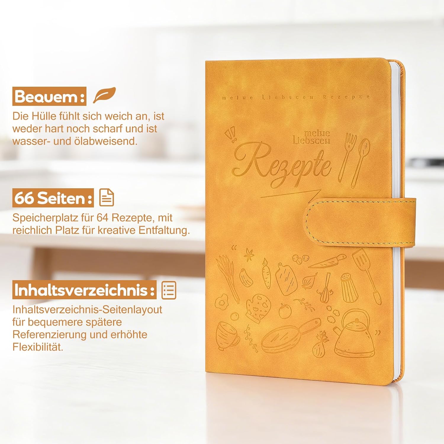 Thumbnail 1 de Rezeptbuch zum Selberschreiben A5 mit Register, Inhaltsverzeichnis und dickem Papier (66 Doppelseiten)