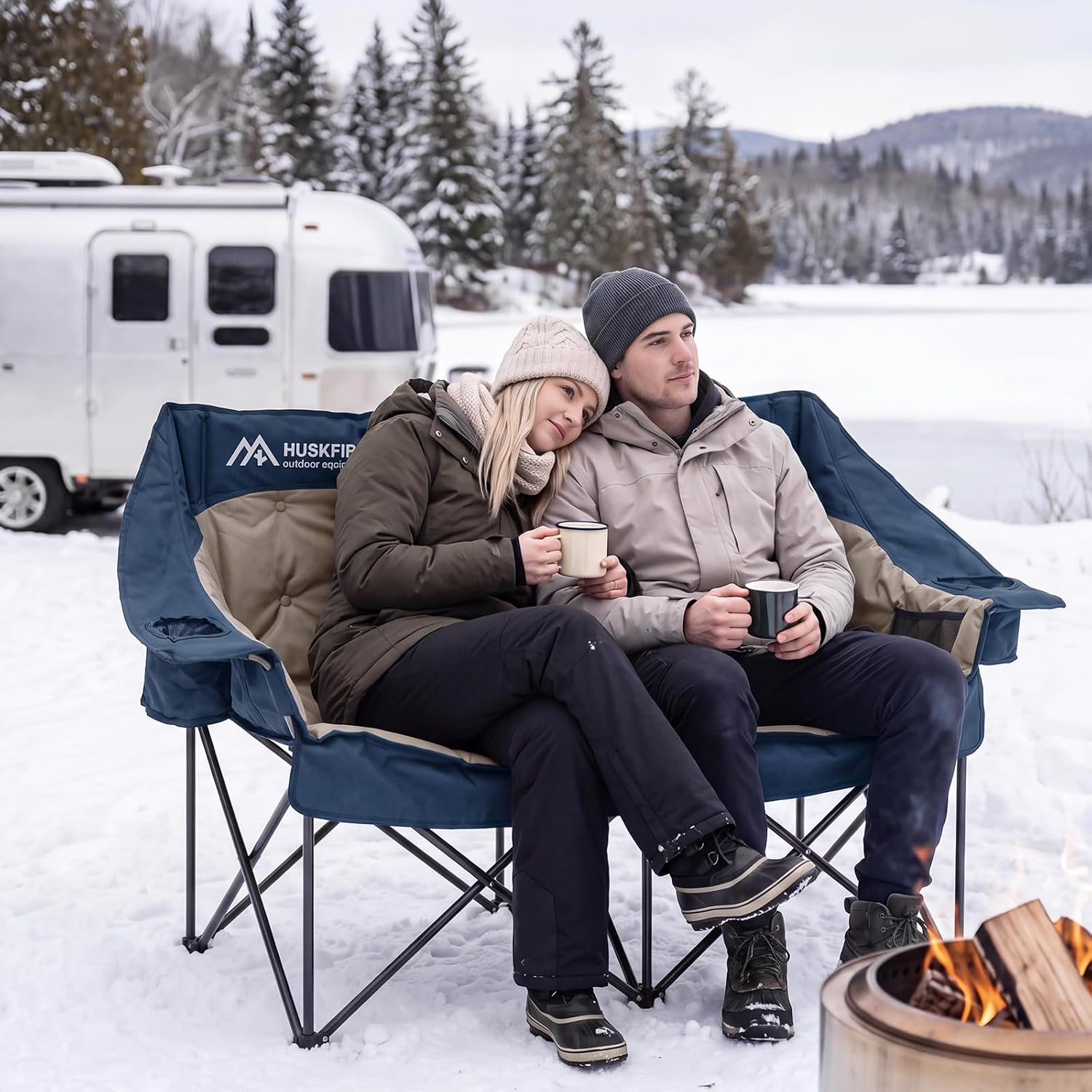 Thumbnail 1 de Huskfirm Heated Double Camping Chair, Blue, 3 Heat Settings