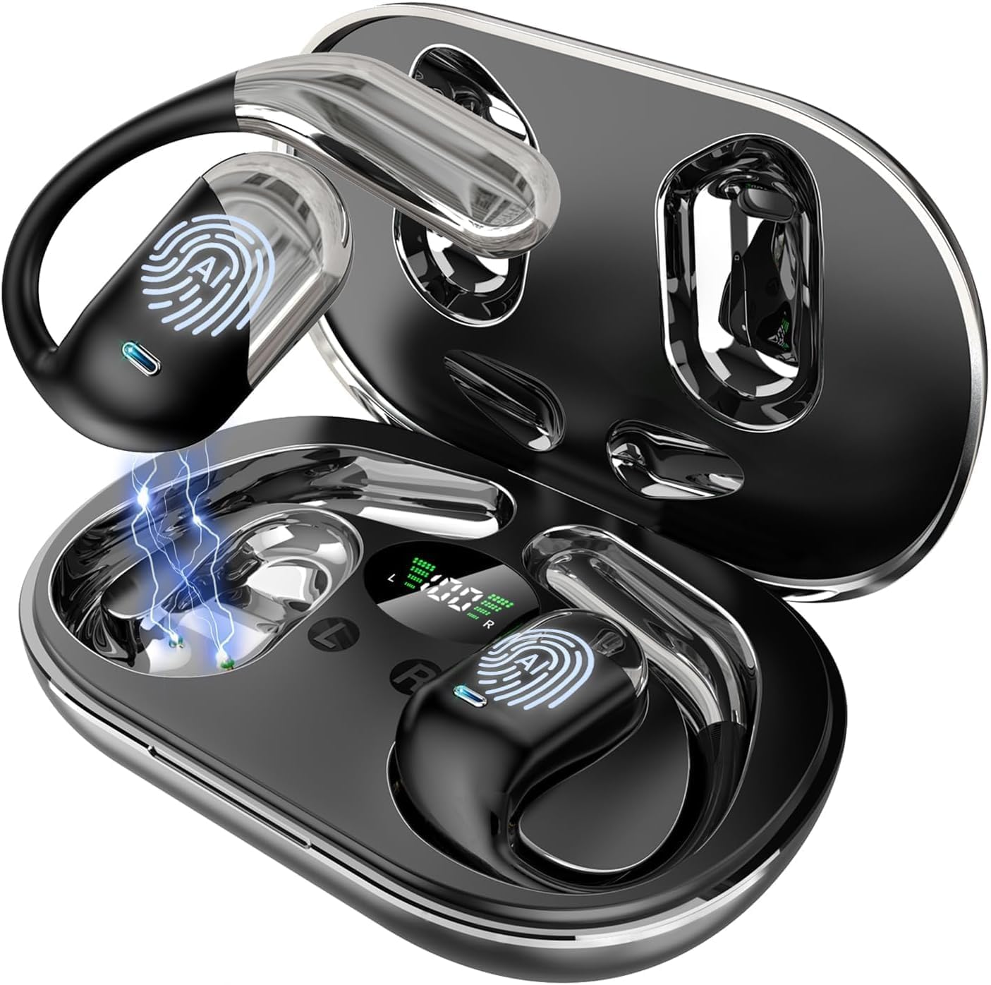 Detalle de Paekole H7 AI Translation Earbuds: Real-Time 2-Way Language Translator with Open-Ear Comfort