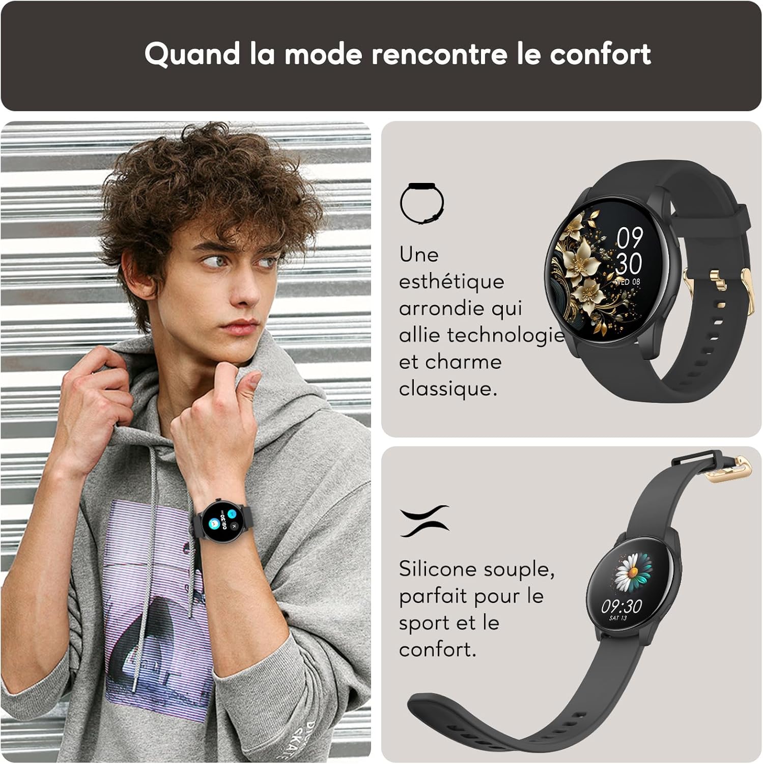Thumbnail 1 de AcclaFit Montre Connectée – 1,38" rond, 147+ sports, suivi santé et appels | IP68