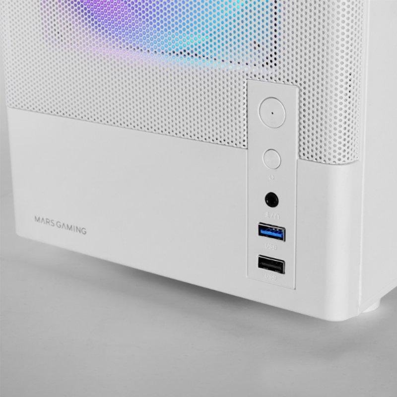 Detalle de NeoPC Onyx: PC Sobremesa potente con i5-14400F, 32 GB y RTX 5060 en blanco