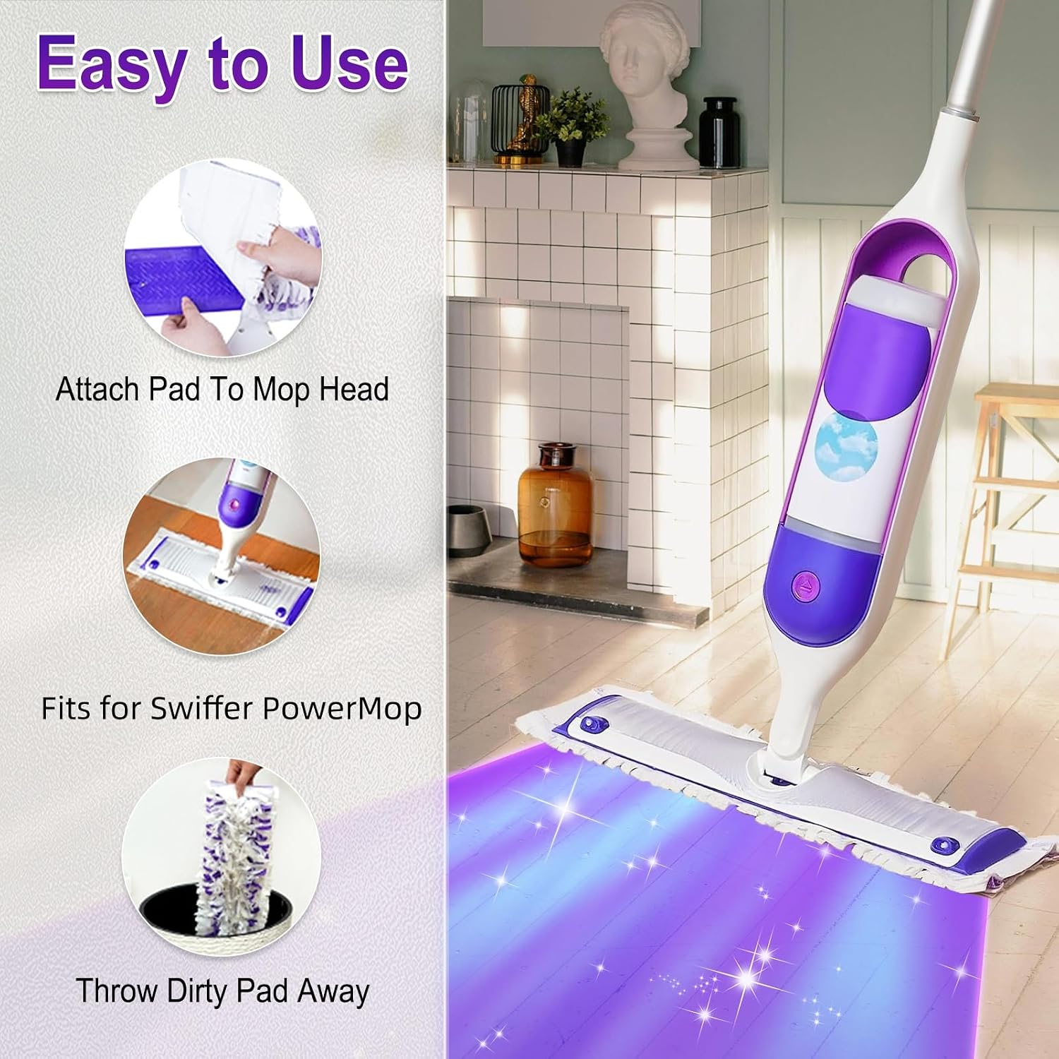 Detalle 2 de Cafonil 40-Pack Disposable Power Mop Pads for Swiffer Power Mop