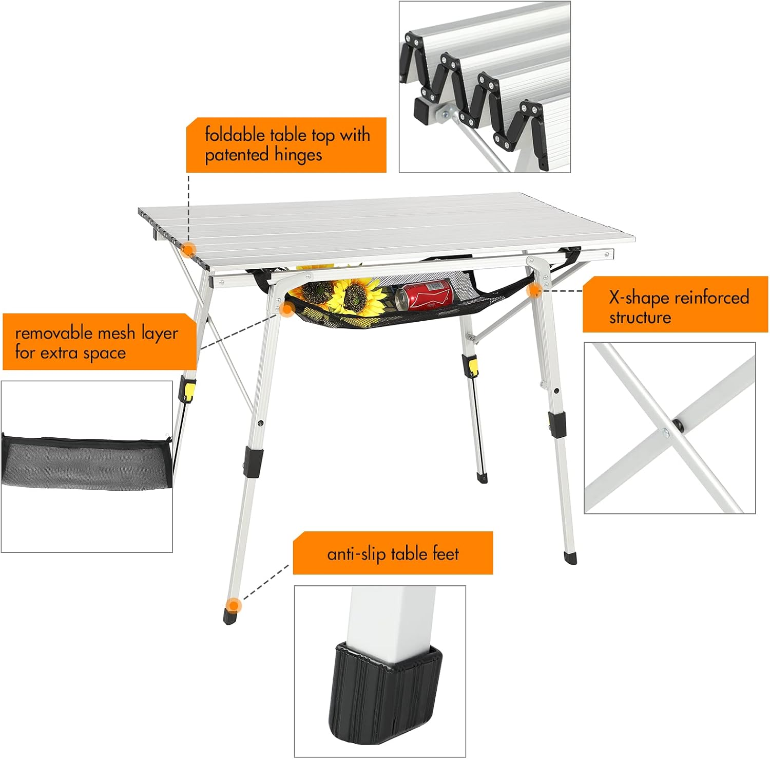 Thumbnail 4 de Portal Campingtisch faltbar Höhenverstellbar Aluminium 90x53 cm – leicht, robust und kompakt