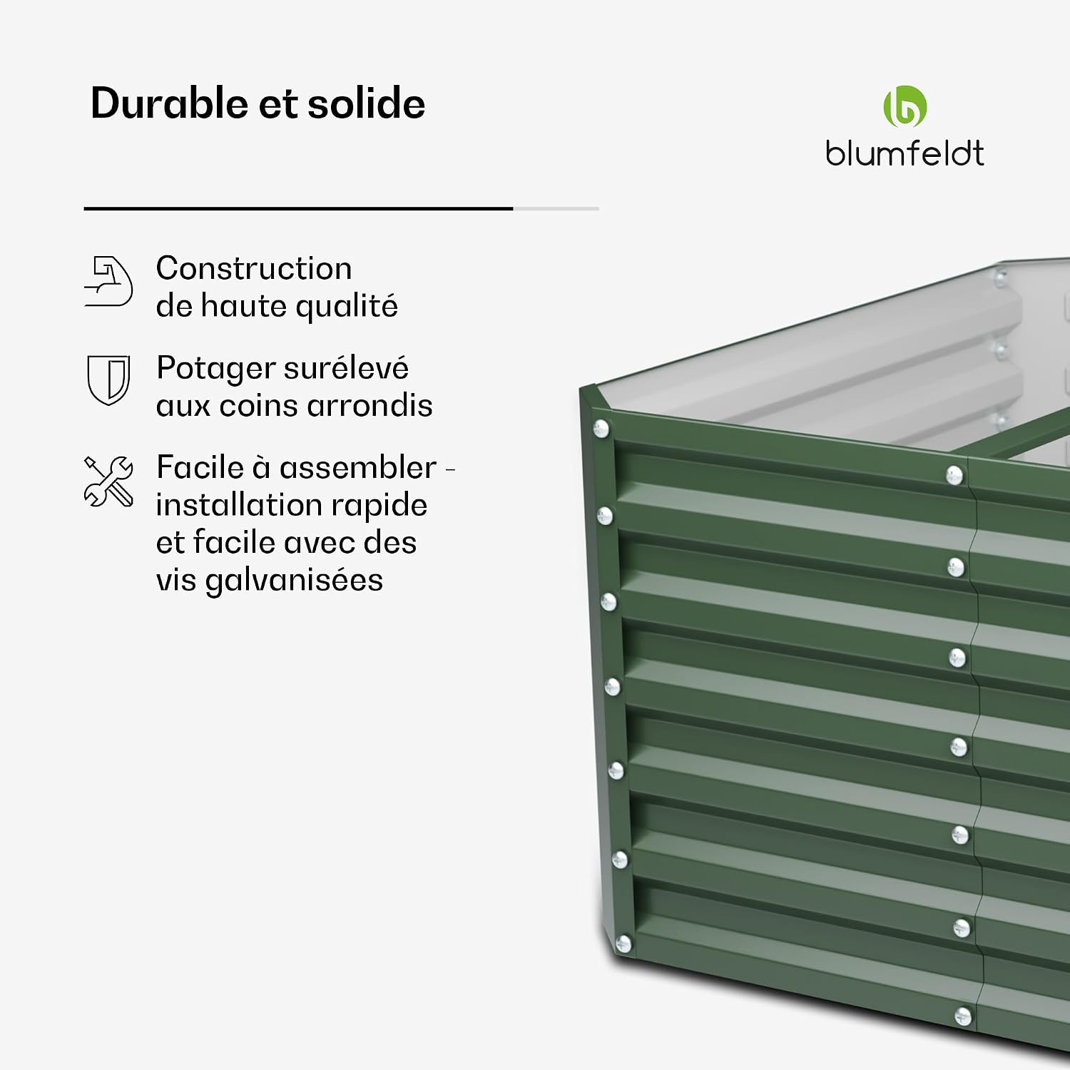 Detalle de Blumfeldt High Grow Straight verhoogde moestuin, 600 l in Galvalume-staal