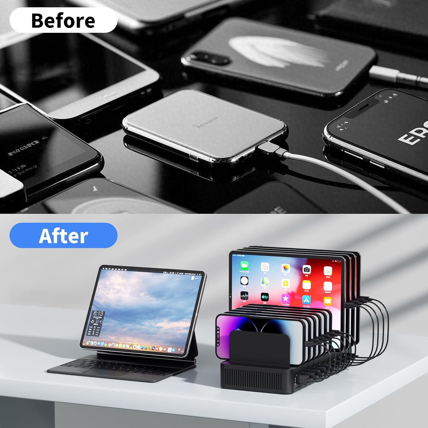 Detalle 2 de 60W 10-Port USB Fast Charging Station Dock