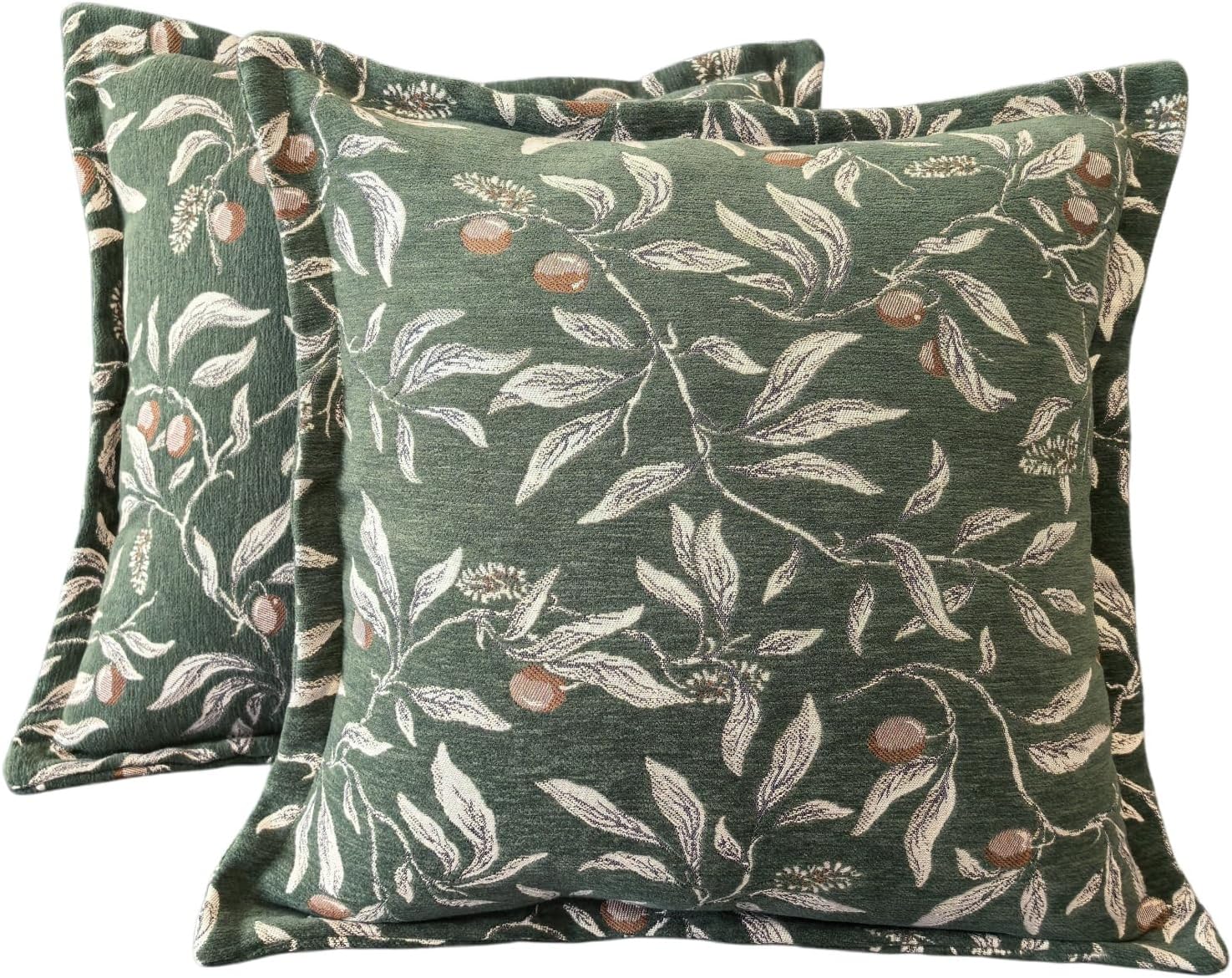 Thumbnail 6 de Wavedolphin housses de coussin 30x50 (lot de 2) en jacquard cerises – vert foncé