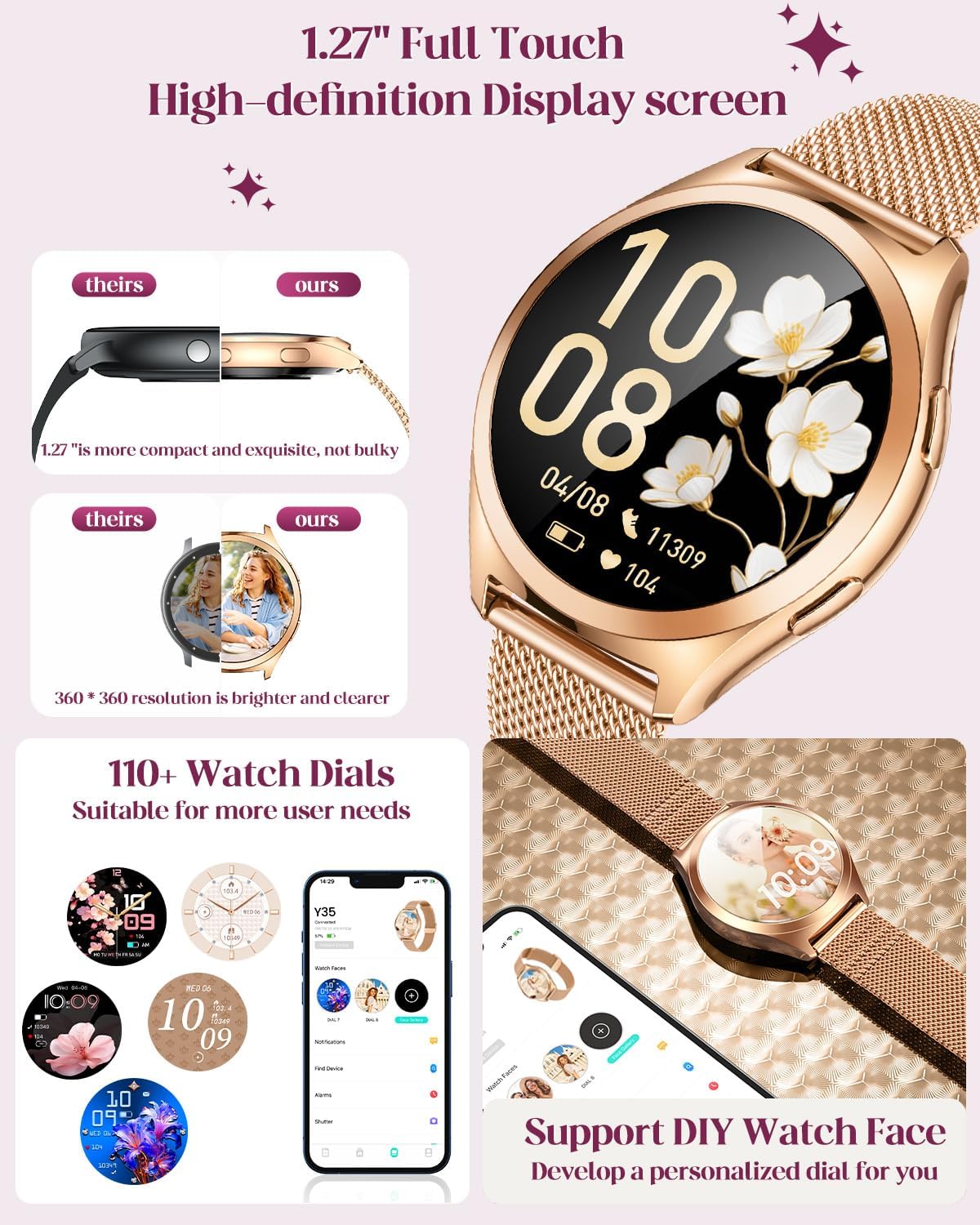 Thumbnail 1 de Women’s Smart Fitness Watch (1.27-inch) with Bluetooth Calling, Heart Rate & SpO2, IP68