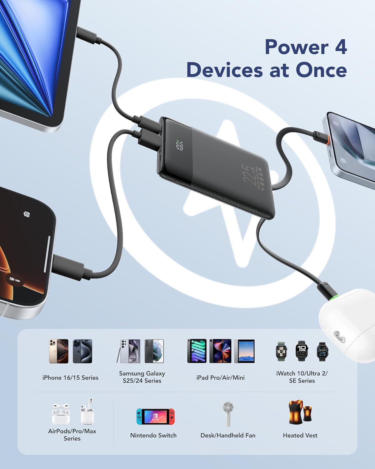 Thumbnail 4 de VEGER Portable Charger with Built-in Cables