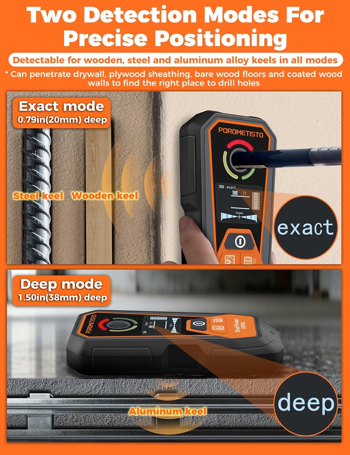 Detalle de POROMETISTO DSF02 6-in-1 wandscanner met LCD en kabeldetectie