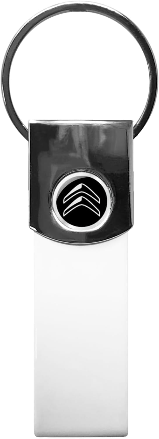 Detalle de Porte-clés Citroën Racing en métal – Blanc avec logo noir