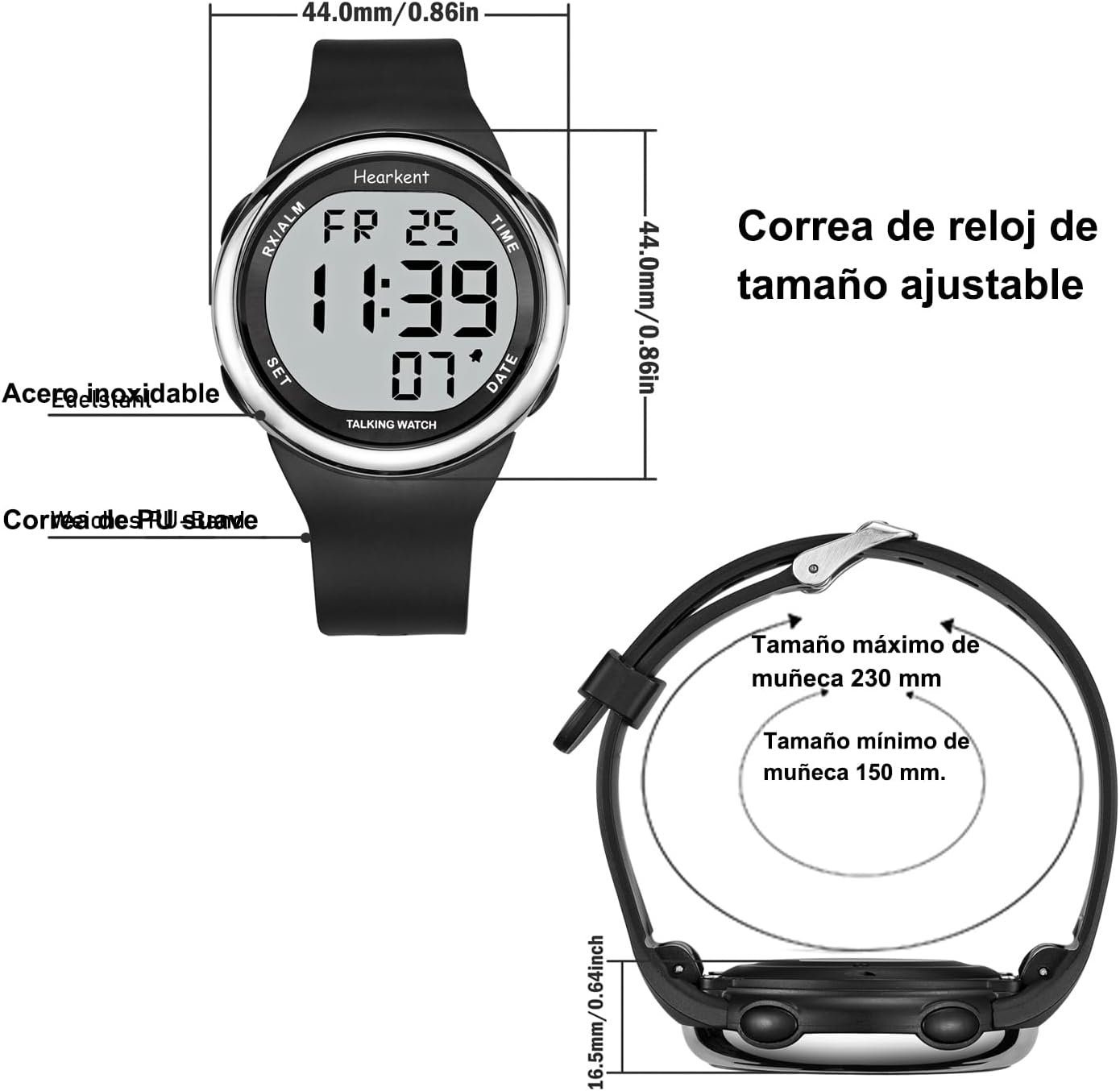 Detalle 2 de Hearkent Reloj parlante en español para mayores