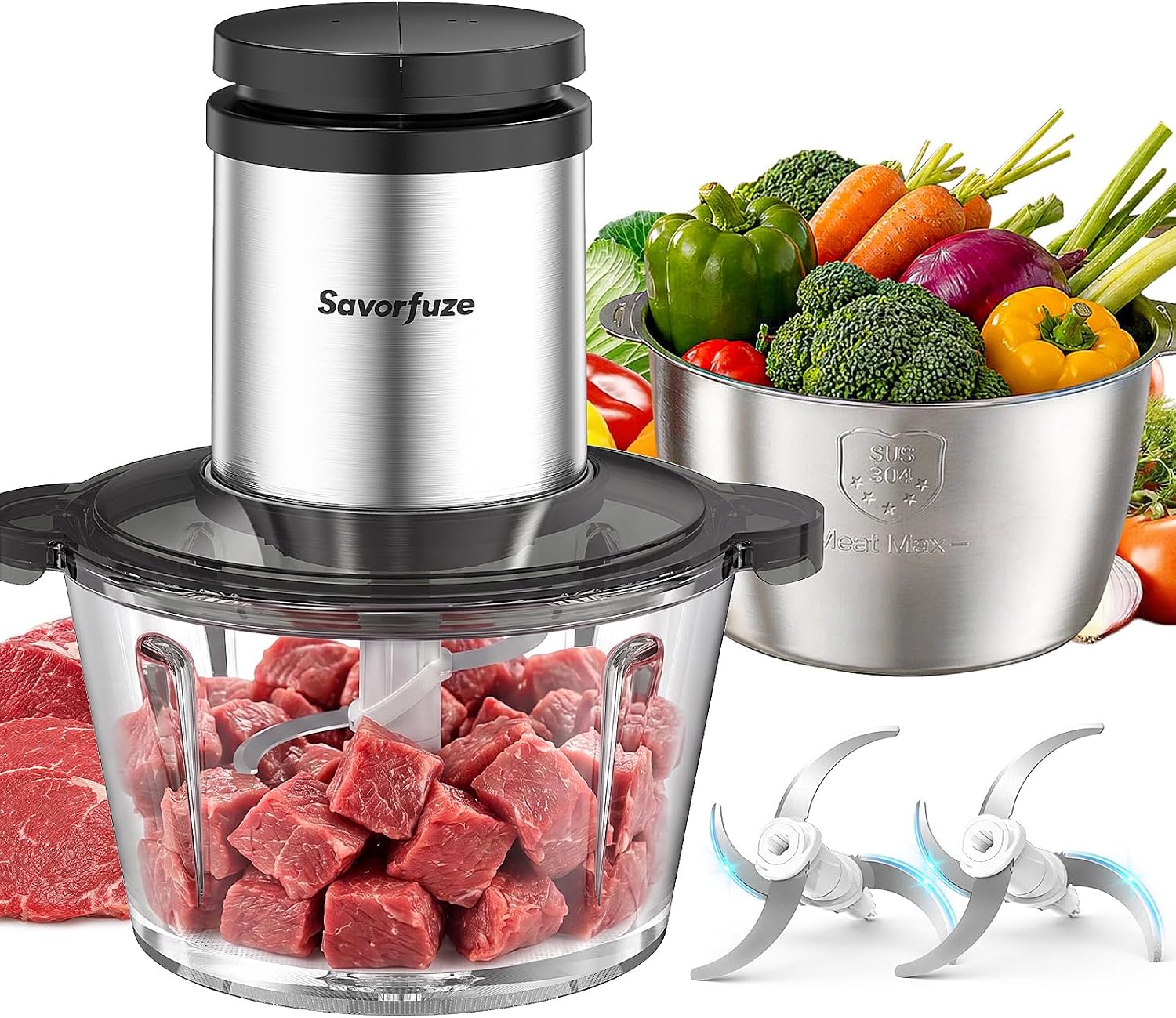 Detalle de Savorfuze Food Processor with 8-Cup Bowls