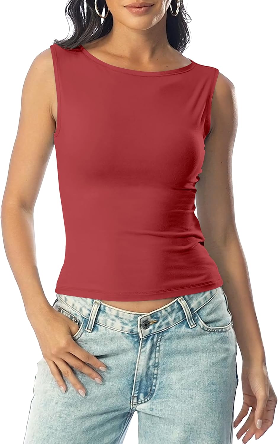 Thumbnail 1 de DUOEASE Canotta Donna Estiva Scollo a Barca Basic – Slim Fit, Crop Top senza Maniche