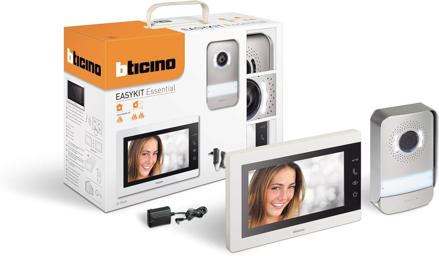 Detalle de BTICINO 317913 Videocitofono Easykit Essential: kit monofamiliare espandibile, monitor 7'' e pulsantiera esterna