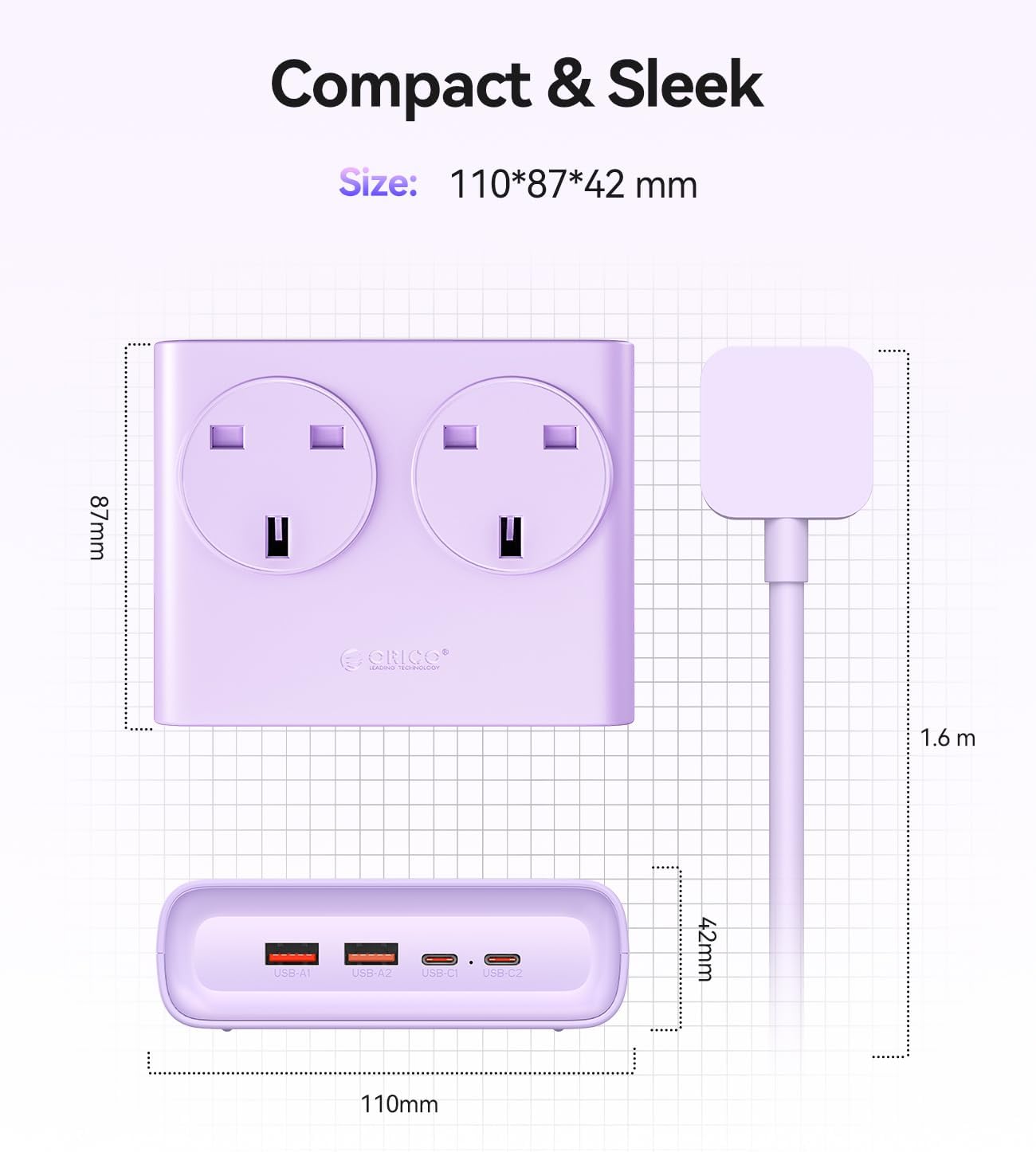 Thumbnail 6 de ORICO Extension Lead with USB Slots 2 Gang