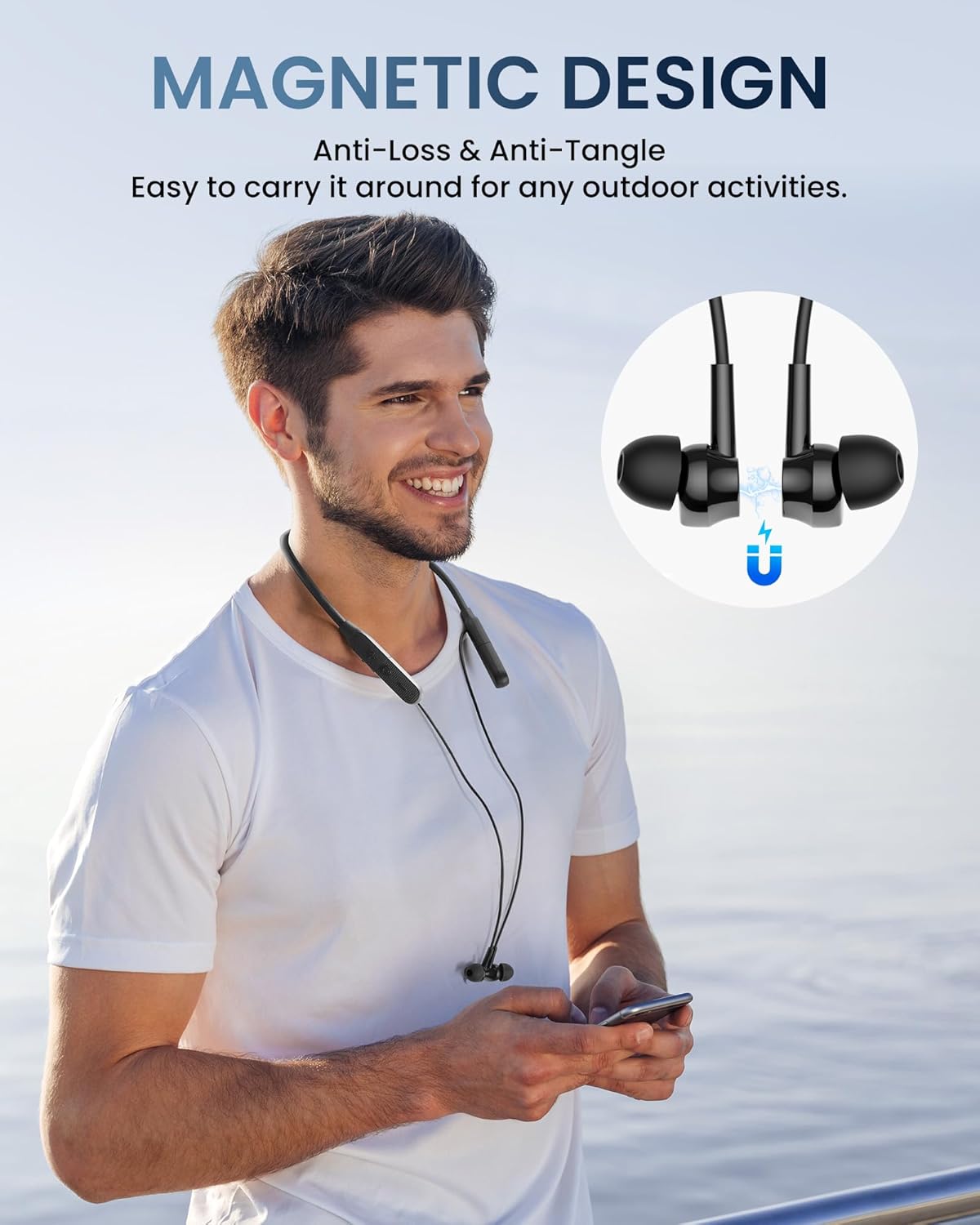Thumbnail 3 de SOPPY LX03 Neckband Headphones: Bluetooth 6.0, 30-Hour Battery, In-Ear Sport Earbuds with Mic