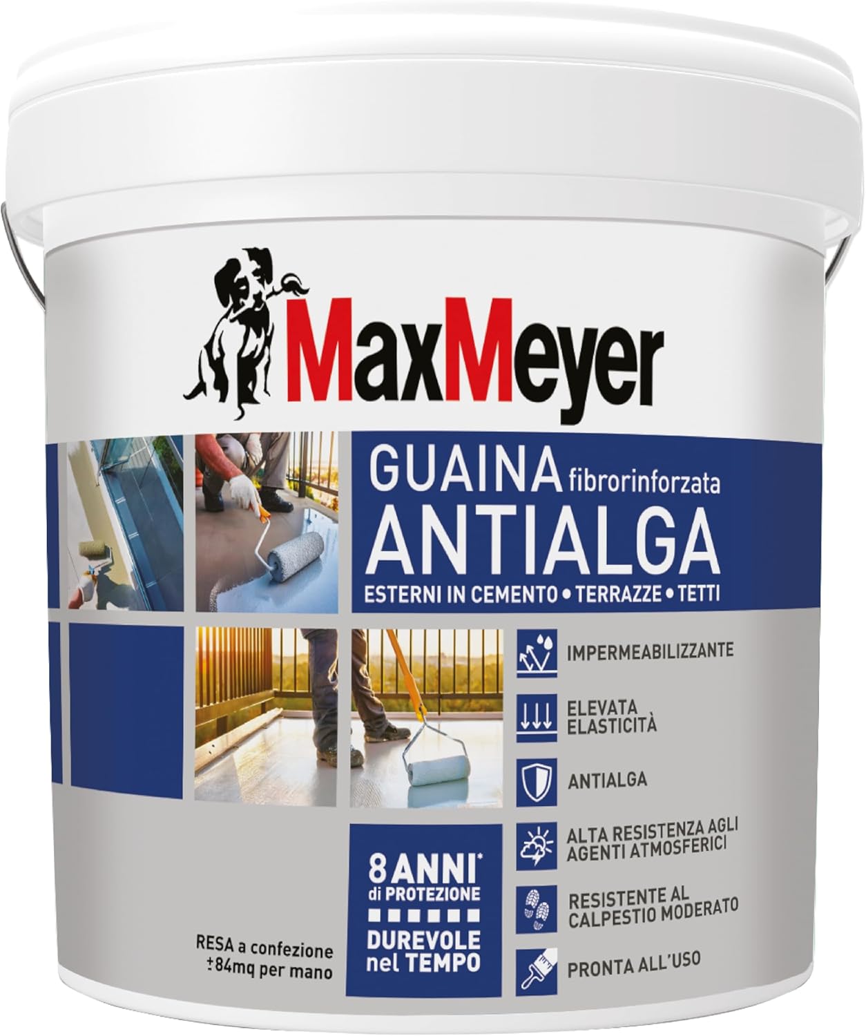 Thumbnail 5 de MAXMEYER Guaina Antialga Plus: Impermeabilizzante liquido fibrorinforzato per esterni, grigio, 4 L