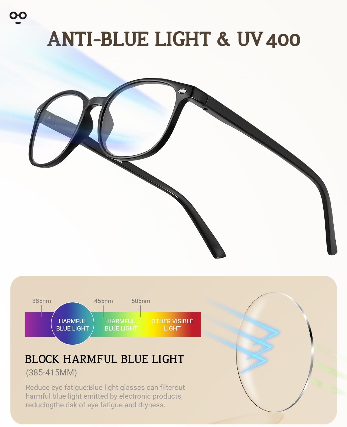 Detalle 2 de JOLISU 5-Pack Reading Glasses with Blue-Light-Blocking Lenses and Spring Hinges