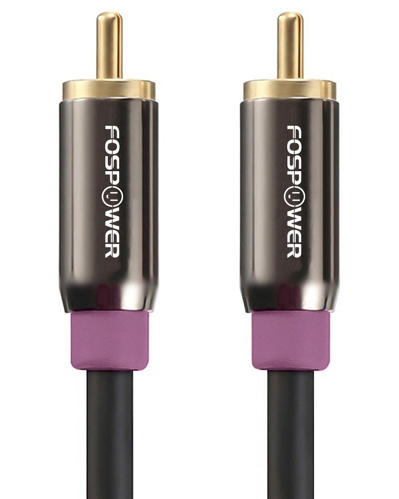 FosPower Câble de caisson de basses RCA mâle vers RCA mâle plaqué or 24 k (15 ft / 4,7 m) double blindage