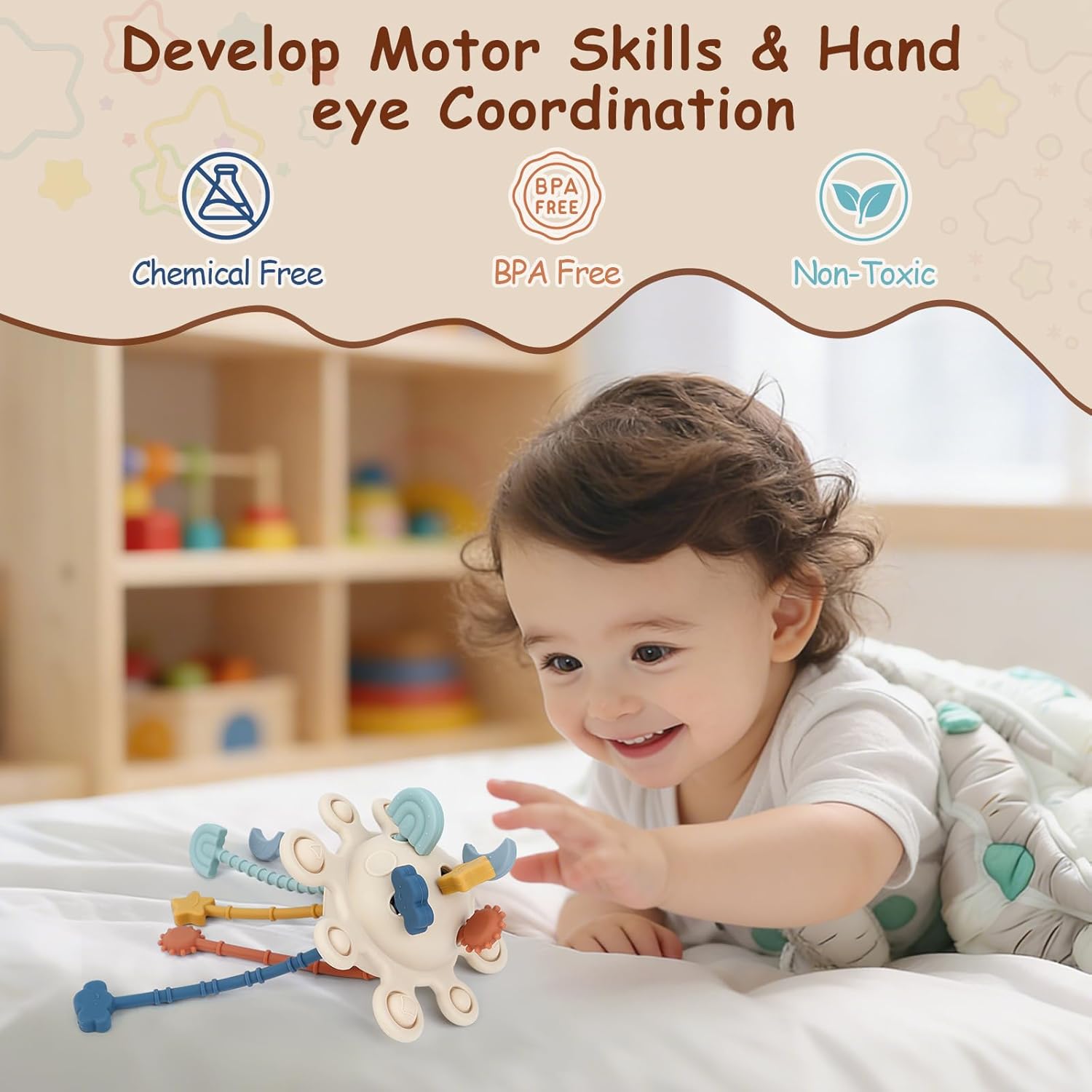 Thumbnail 4 de TYRY.HU Activity Grasping Toys – Sensory Silicone Tether Pop Pull & Pop Space Teether for 18 Months