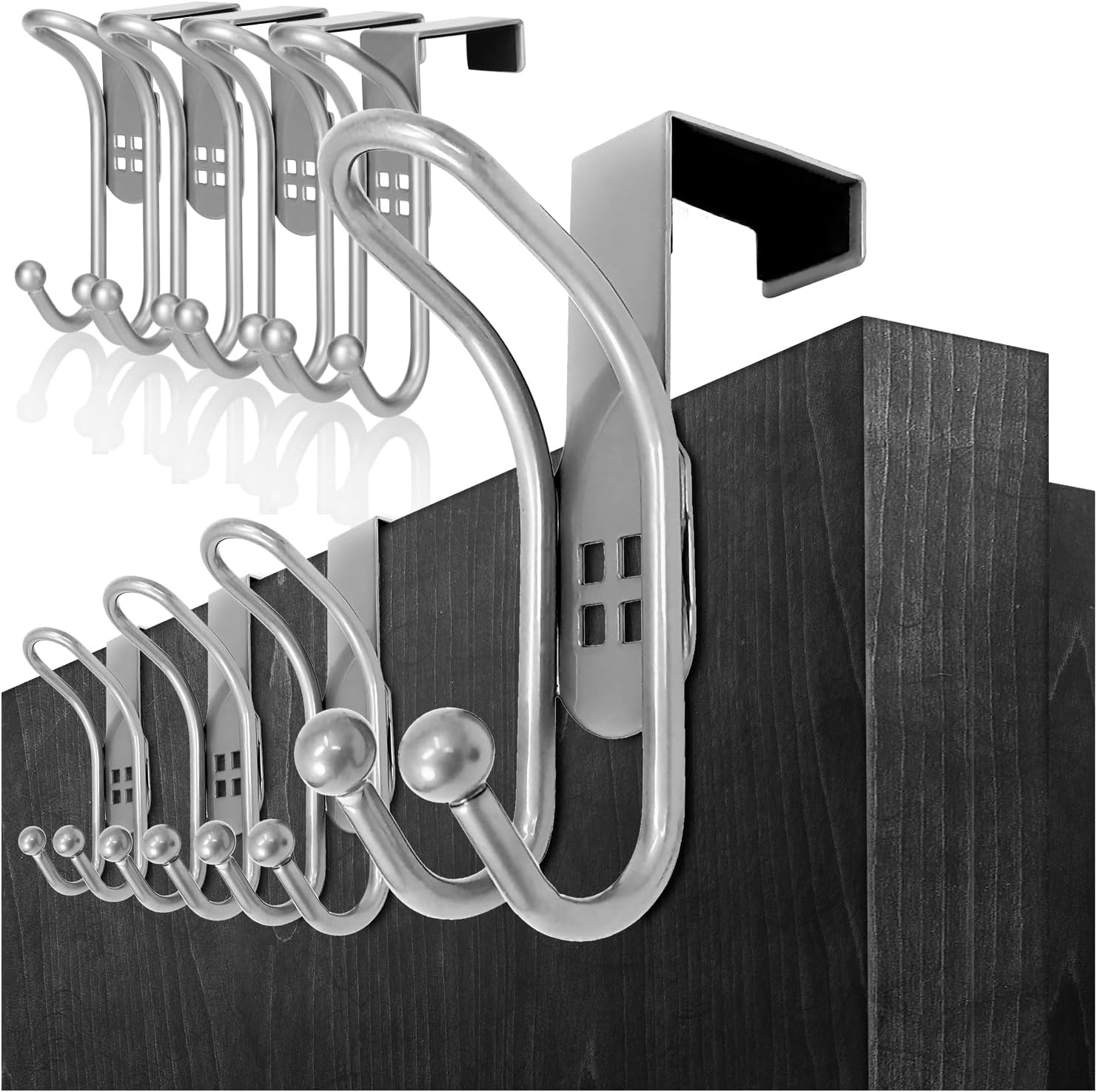 com-four® 8x Ganci per Porte - Ganci Appendiabiti Doppi con Protezione in Schiuma