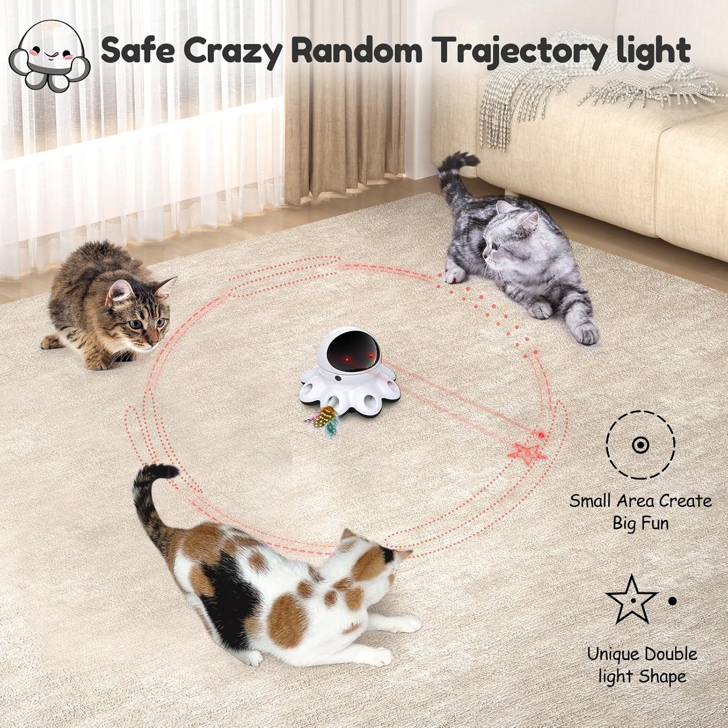 Detalle de GoldenSun Cat Toy 2-in-1 Interactive 8-hole USB 🐱