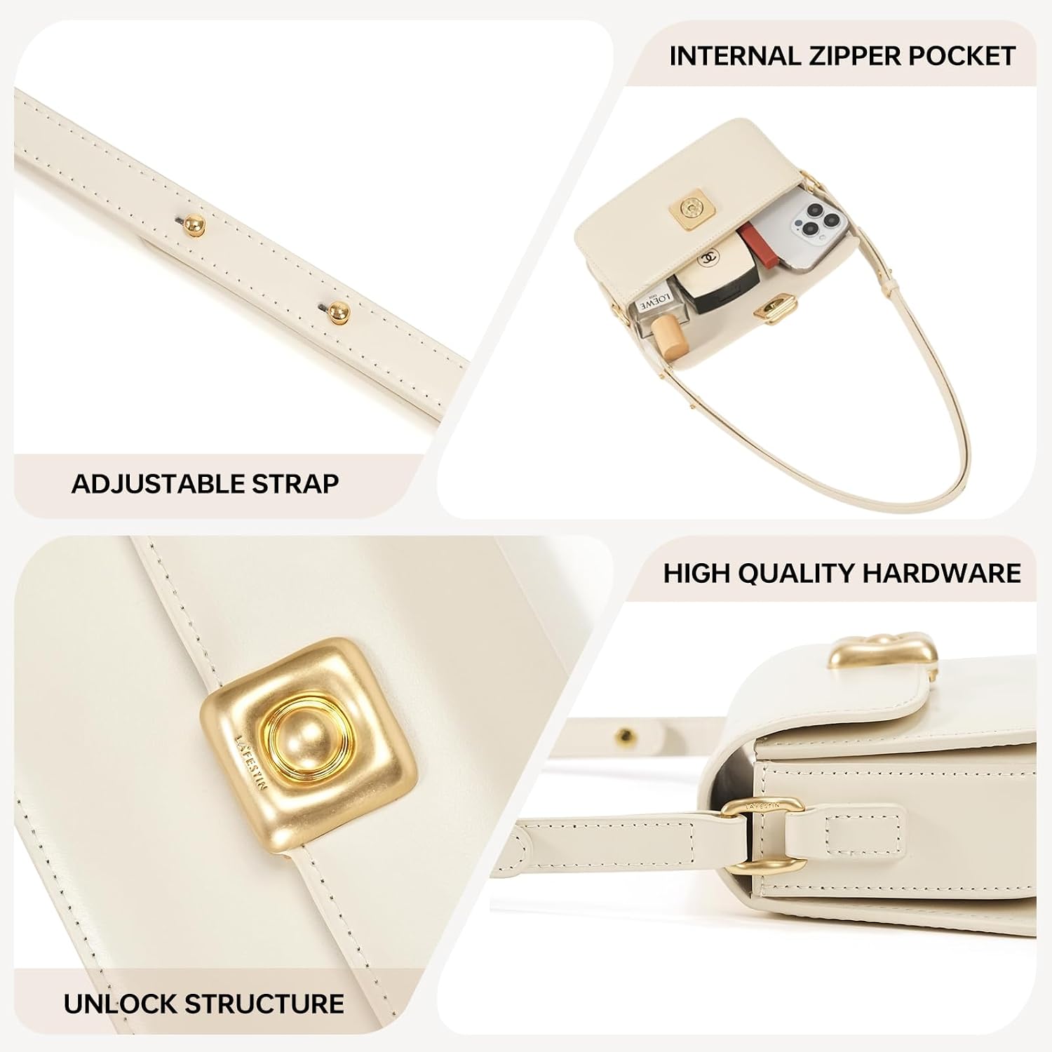 Detalle 1 de LA FESTIN Small Leather Shoulder Bag in Split Leather