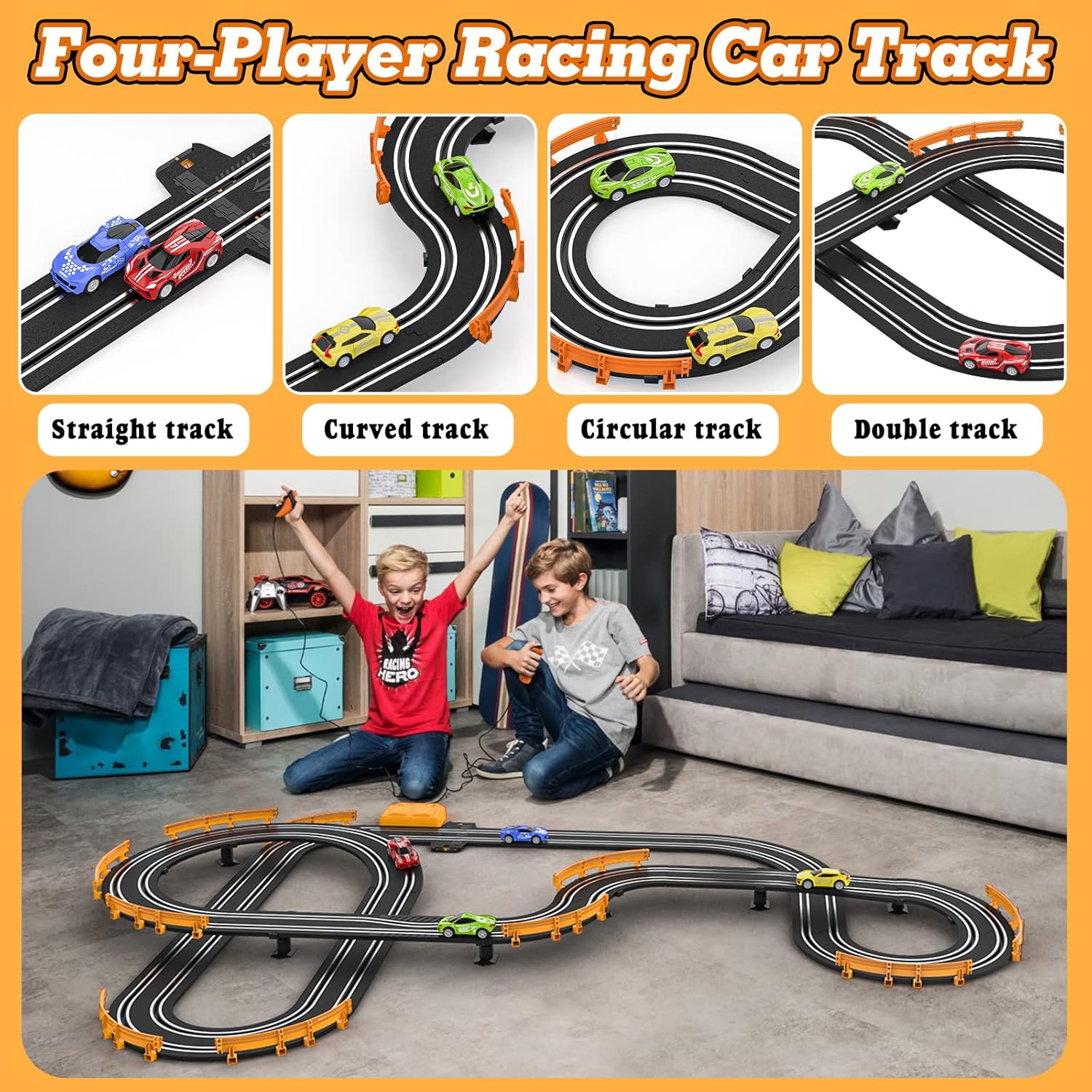Thumbnail 1 de Slot Car Race Track Set 18.4 ft