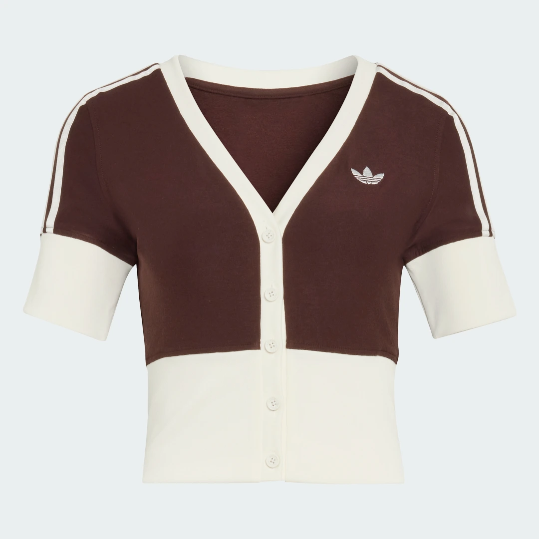 Thumbnail 3 de Adidas Camisa con cuello de pico y botones – color marrón