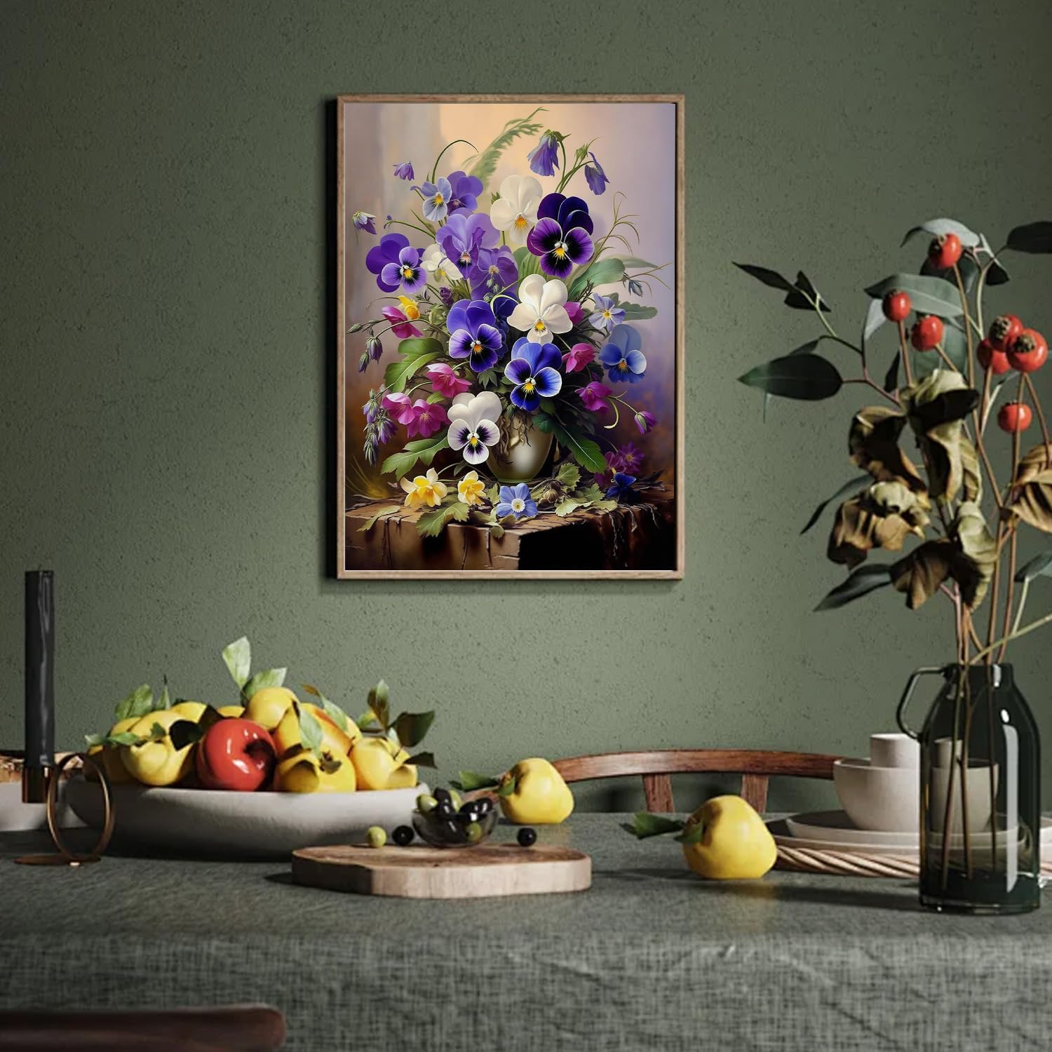 Detalle de RYMILIE Pansy Diamond Painting Kit, 12x16in Full Round Drill Canvas
