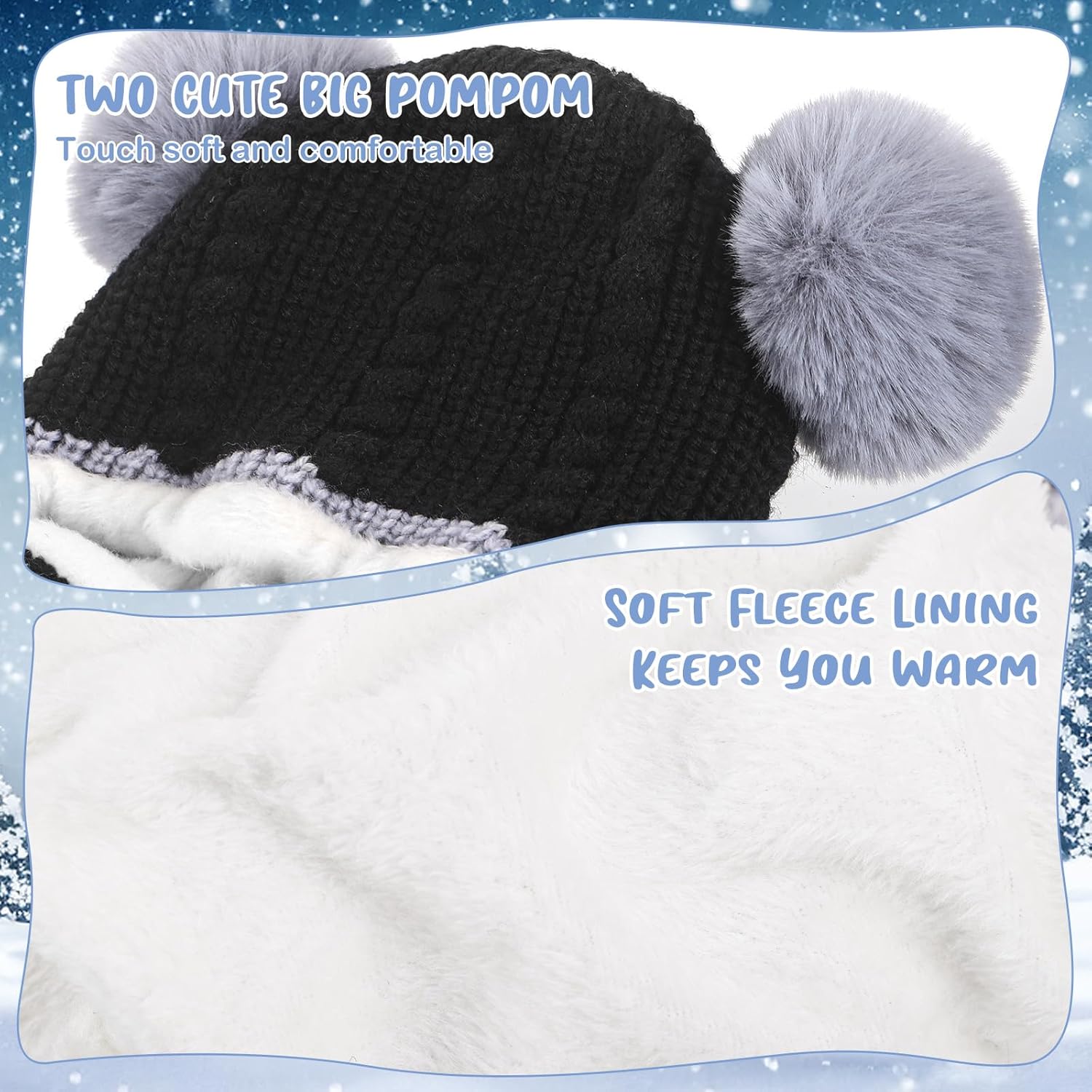 Detalle de Yimomoyi Kids Winter Warm Hat & Scarf (Fleece, Earflap Beanie/Balaclava) for 3–6 Years